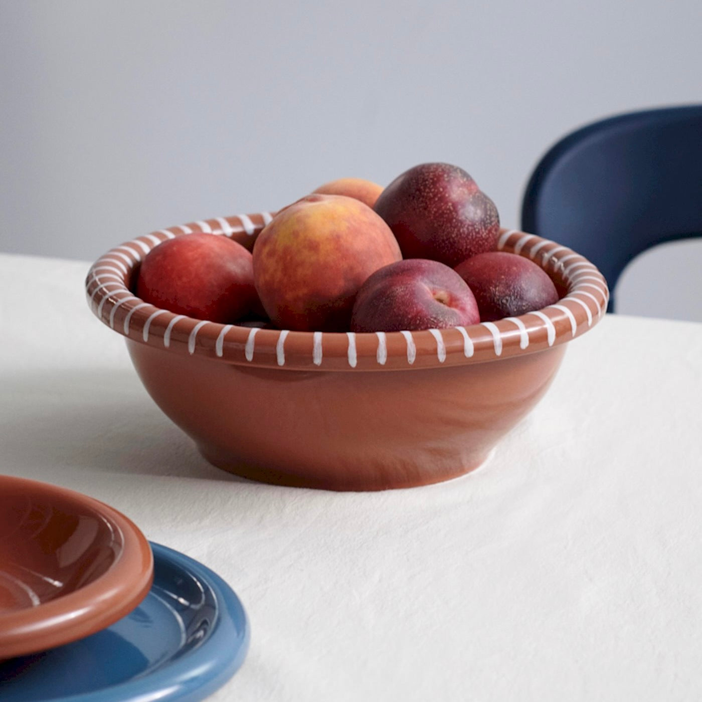 Barro Salad Bowl Large Natural with Stripes