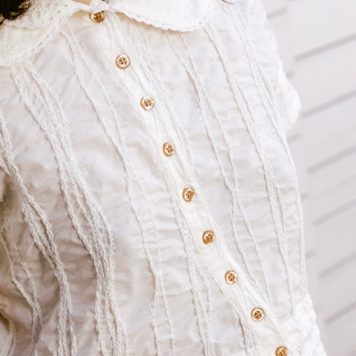 Brain Dead | Twisted Seersucker Button Up Shirt Cream | Maplestore