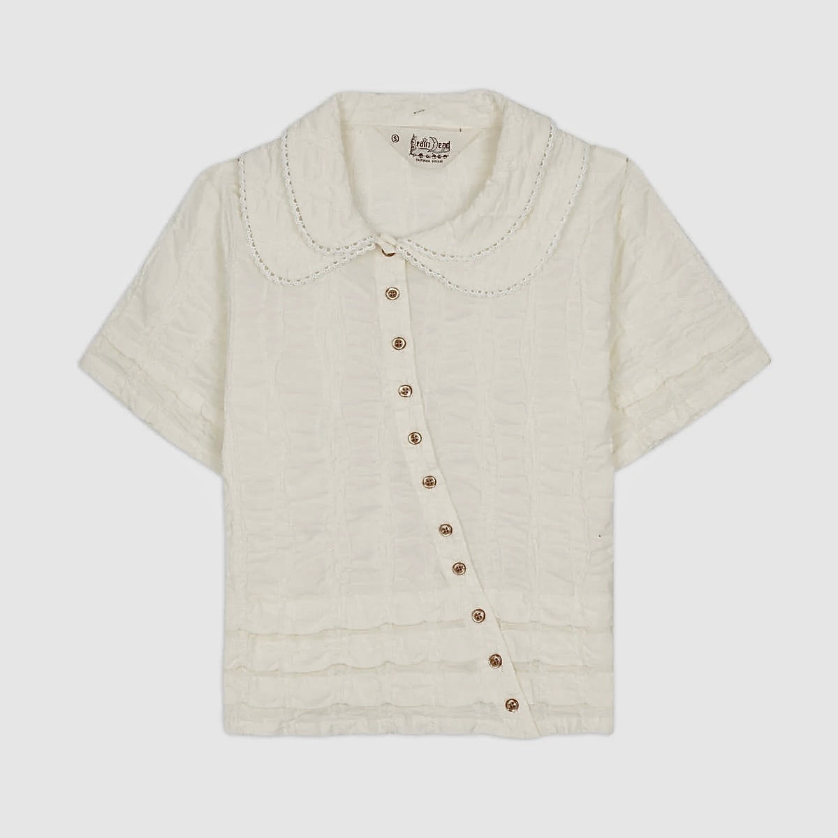 Brain Dead | Twisted Seersucker Button Up Shirt Cream | Maplestore