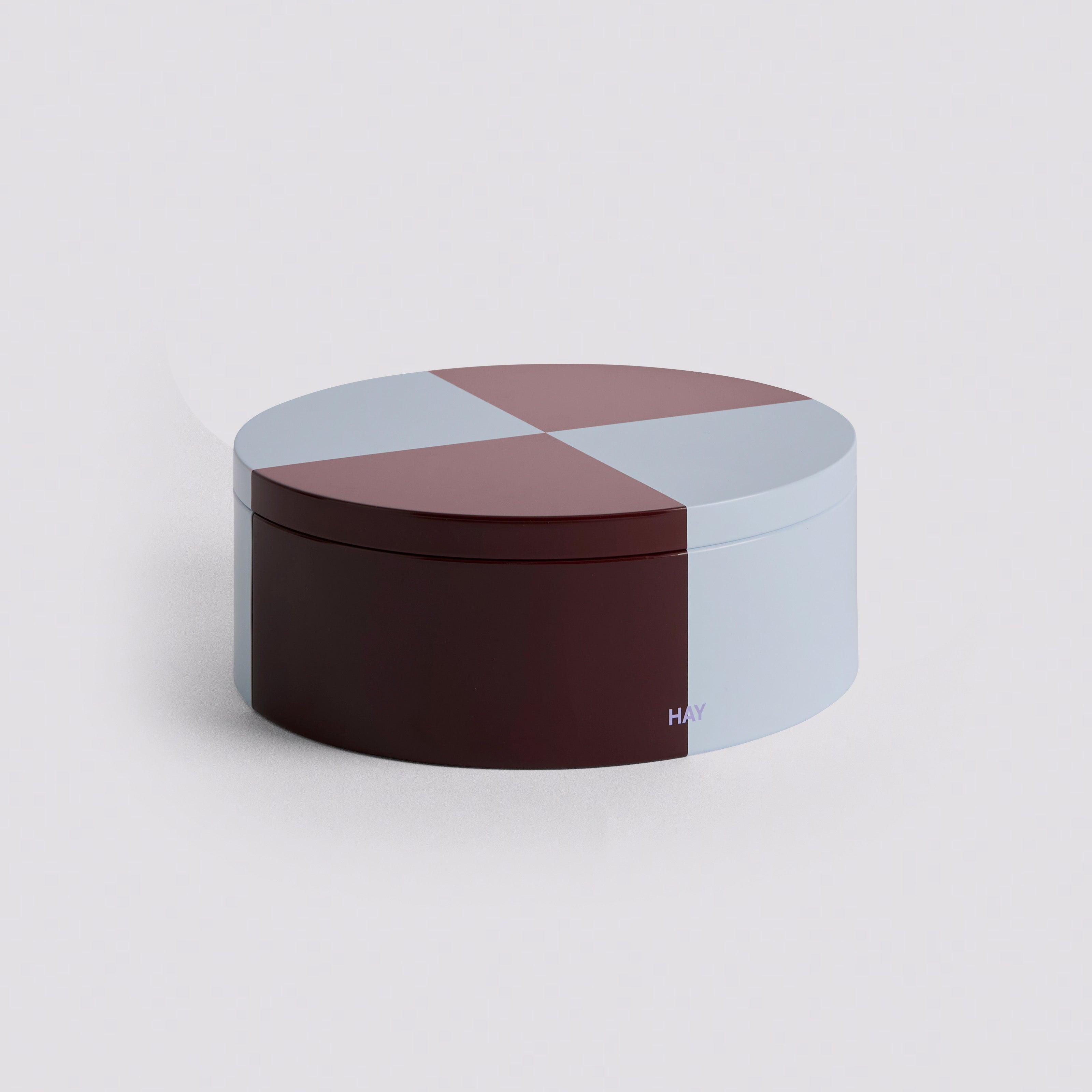 Tin Container Round Burgundy/Blue