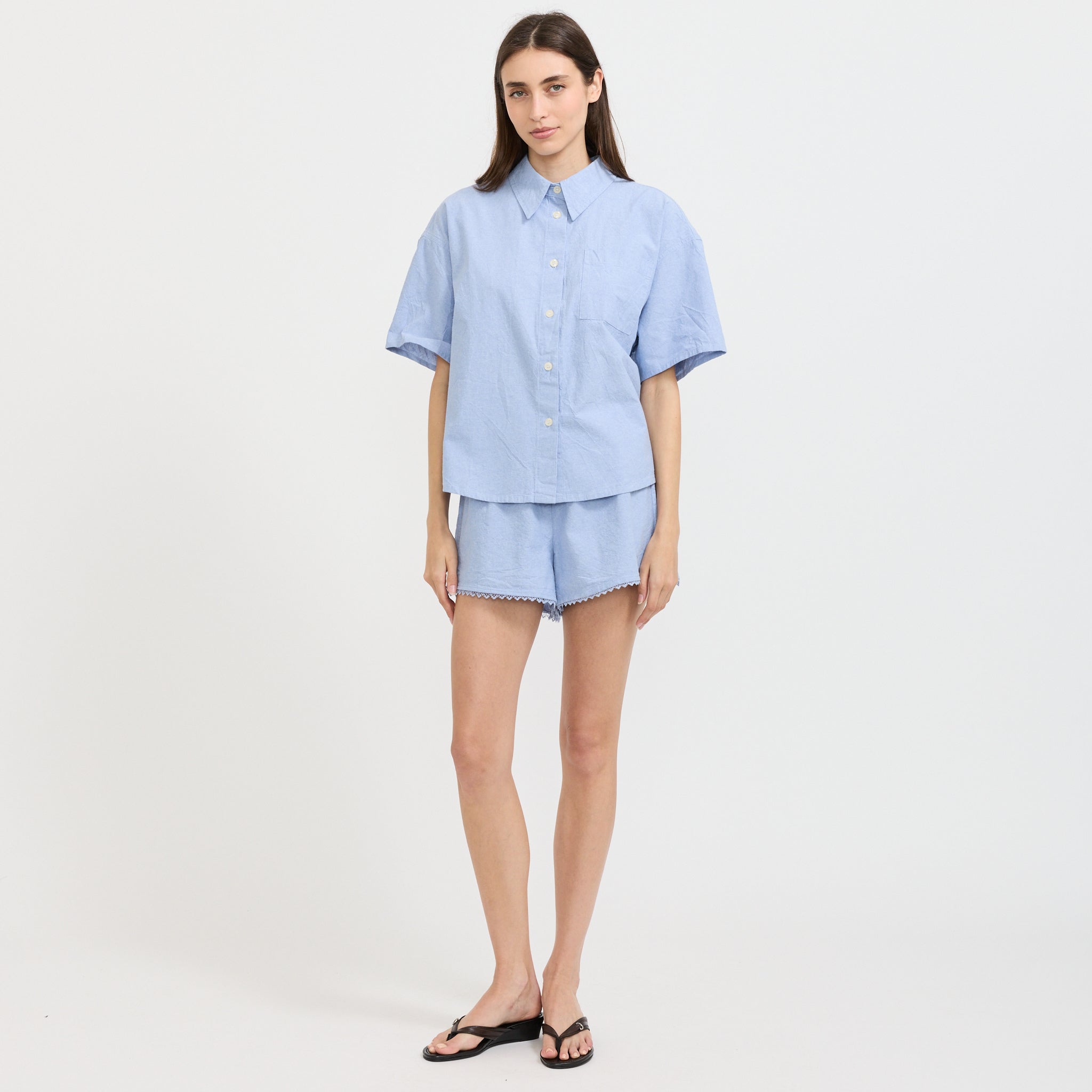 Feoly Loose Fit Short Sleeve Shirt Azurin