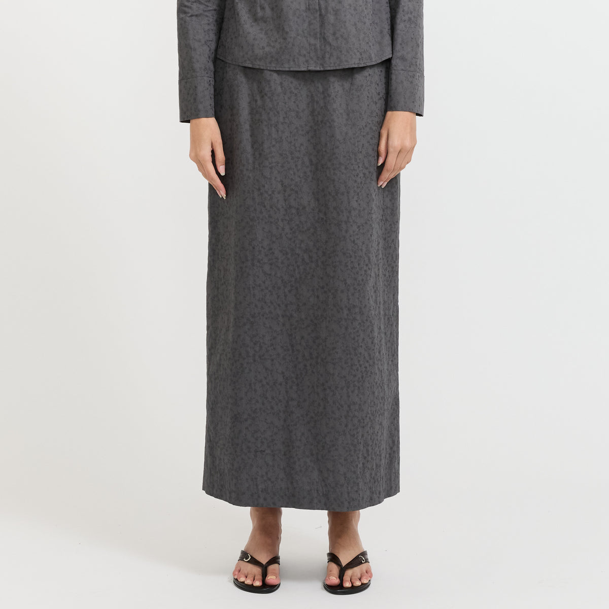 Floral Pencil Skirt Grey