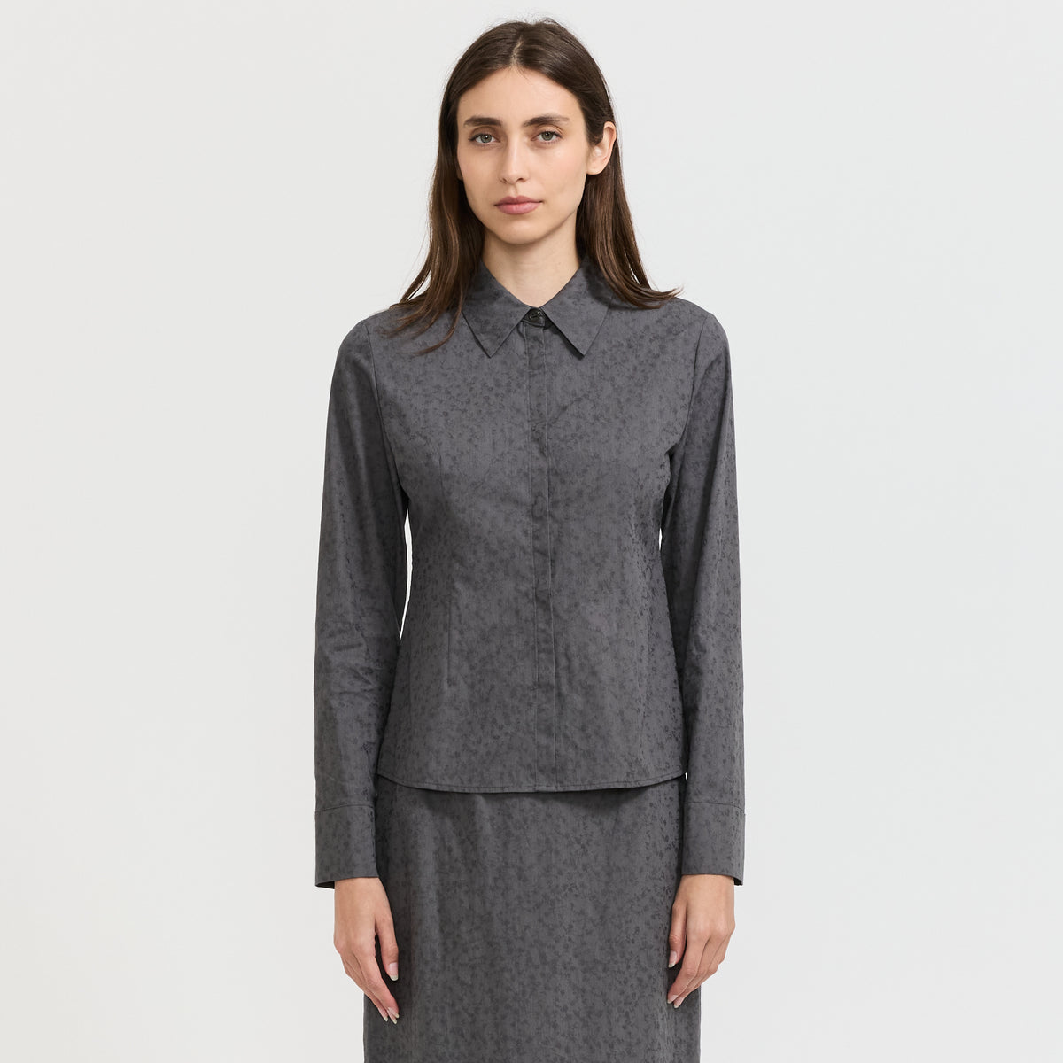 Floral Slim Shirt Grey