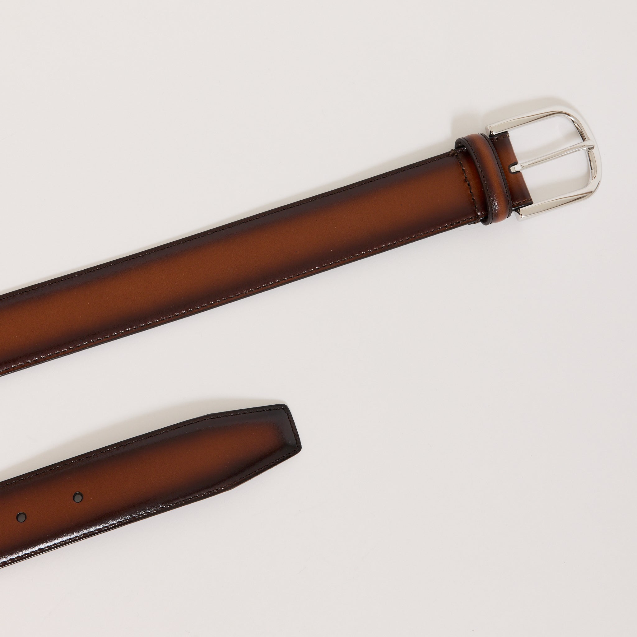 Classic Burnished Leather Belt Brown