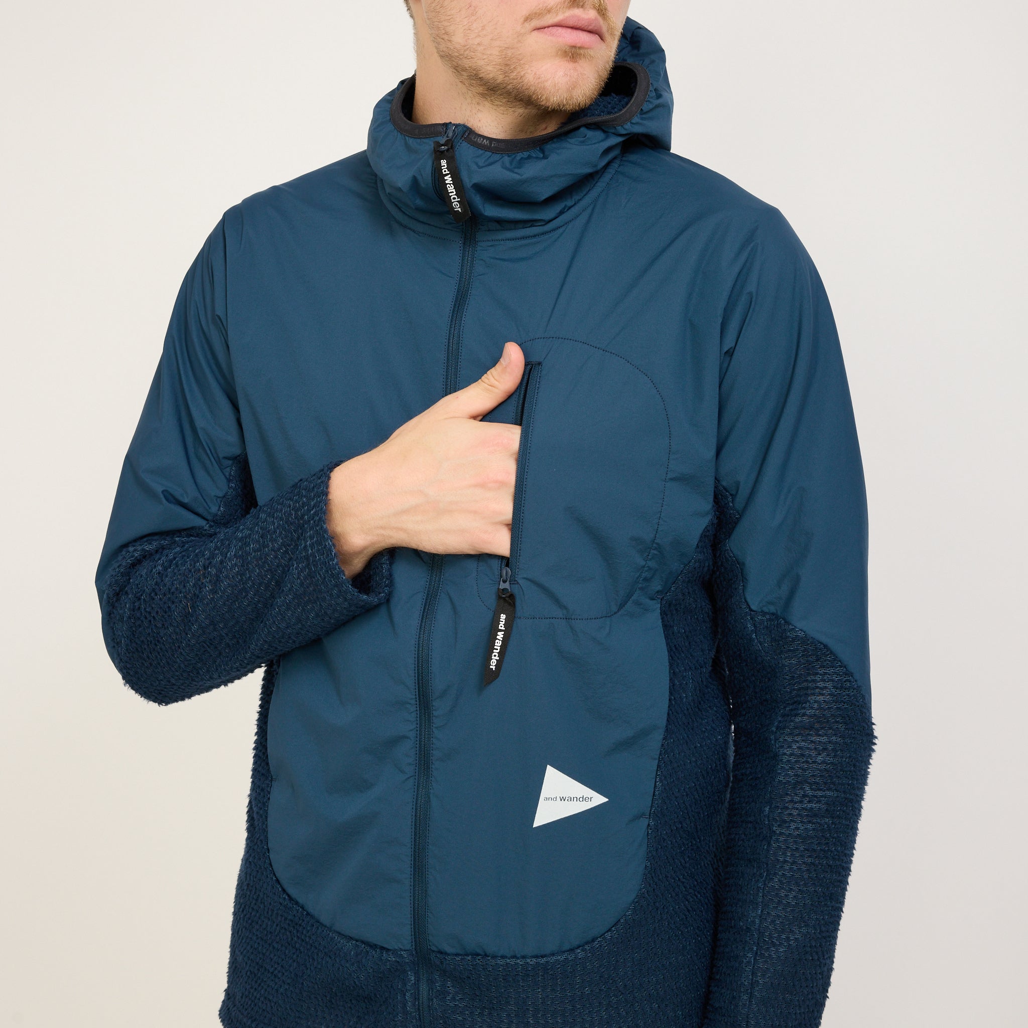 And Wander | Alpha Direct Full Zip Hoodie Navy | Maplestore