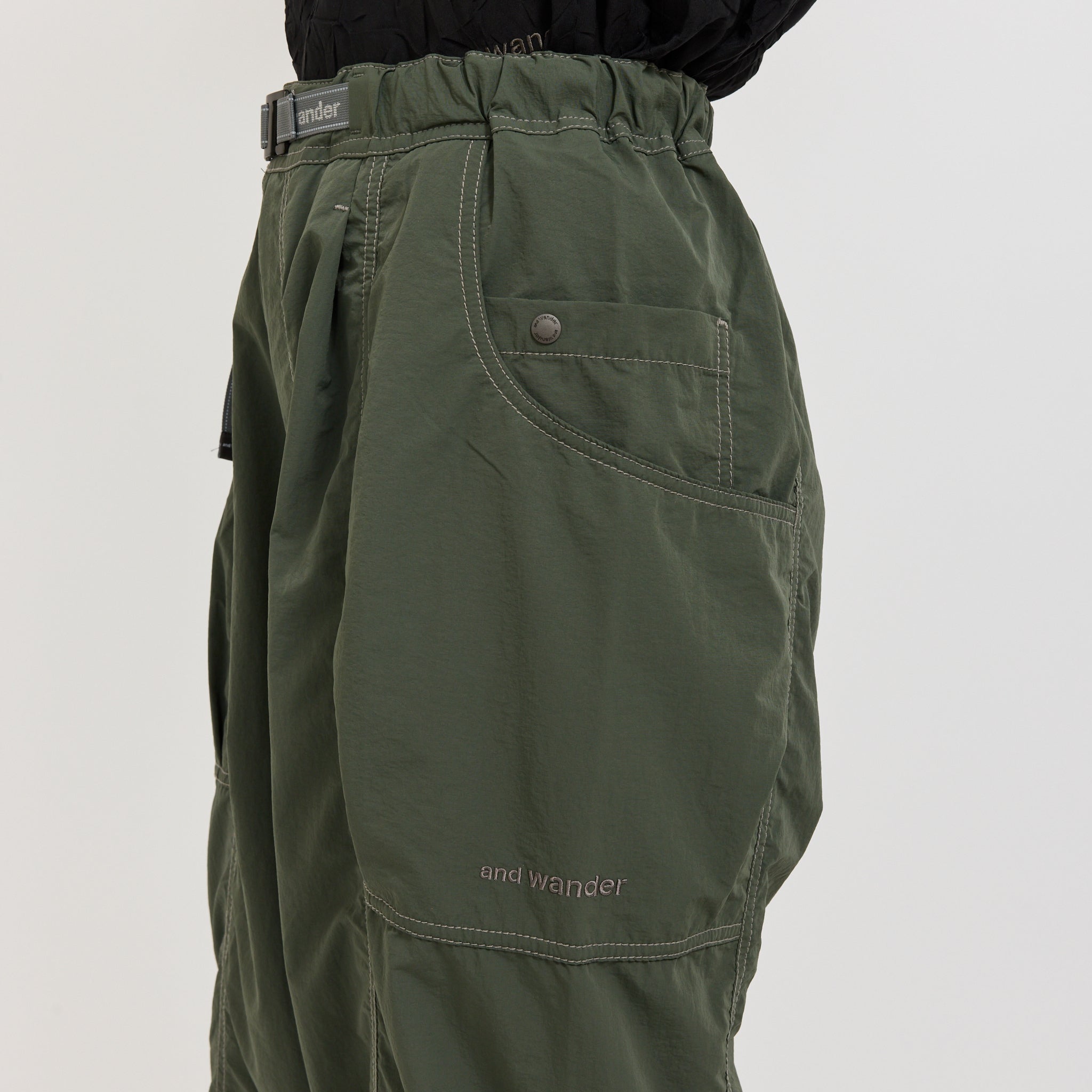 Crinkled Nylon Pants Dark Grey