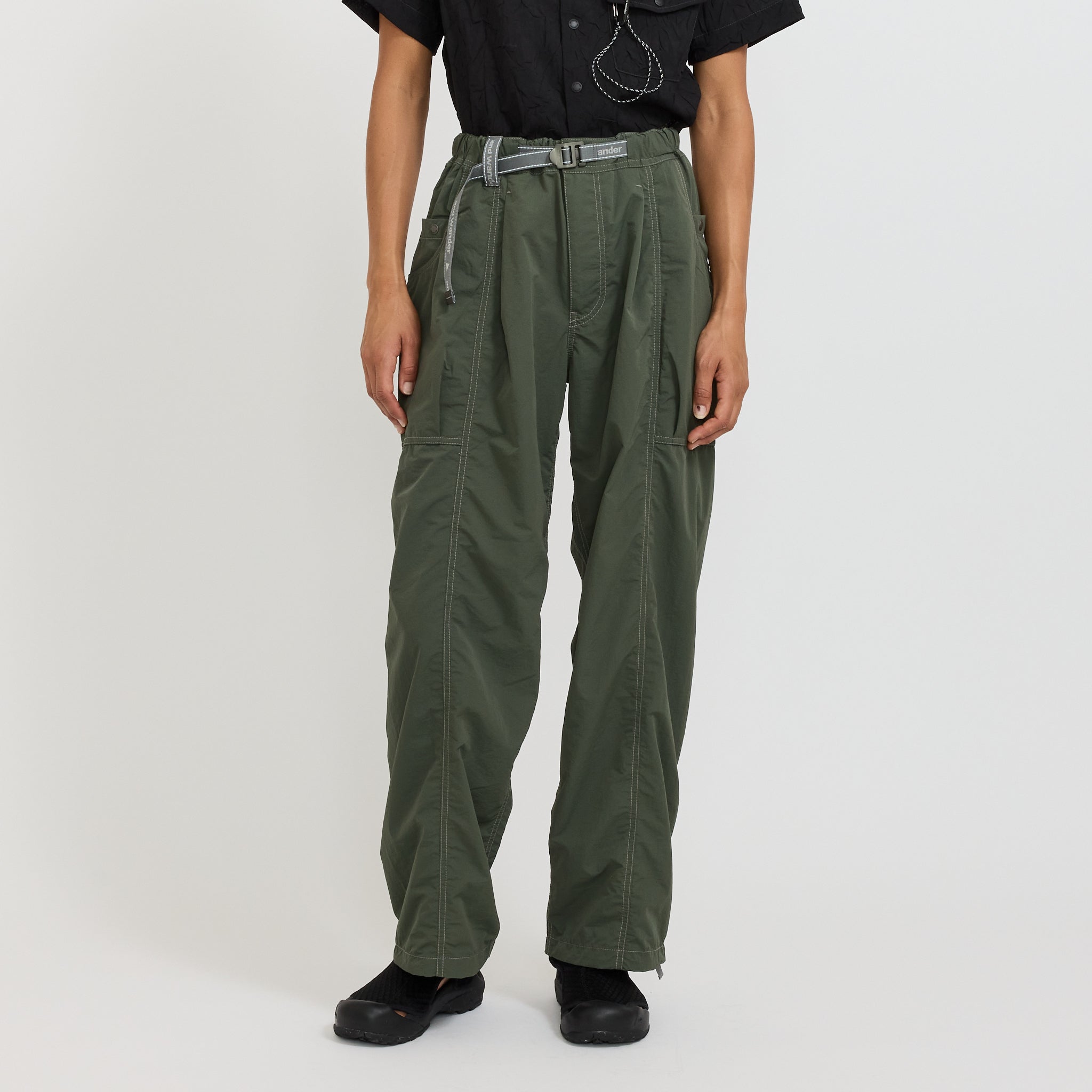 Crinkled Nylon Pants Dark Grey