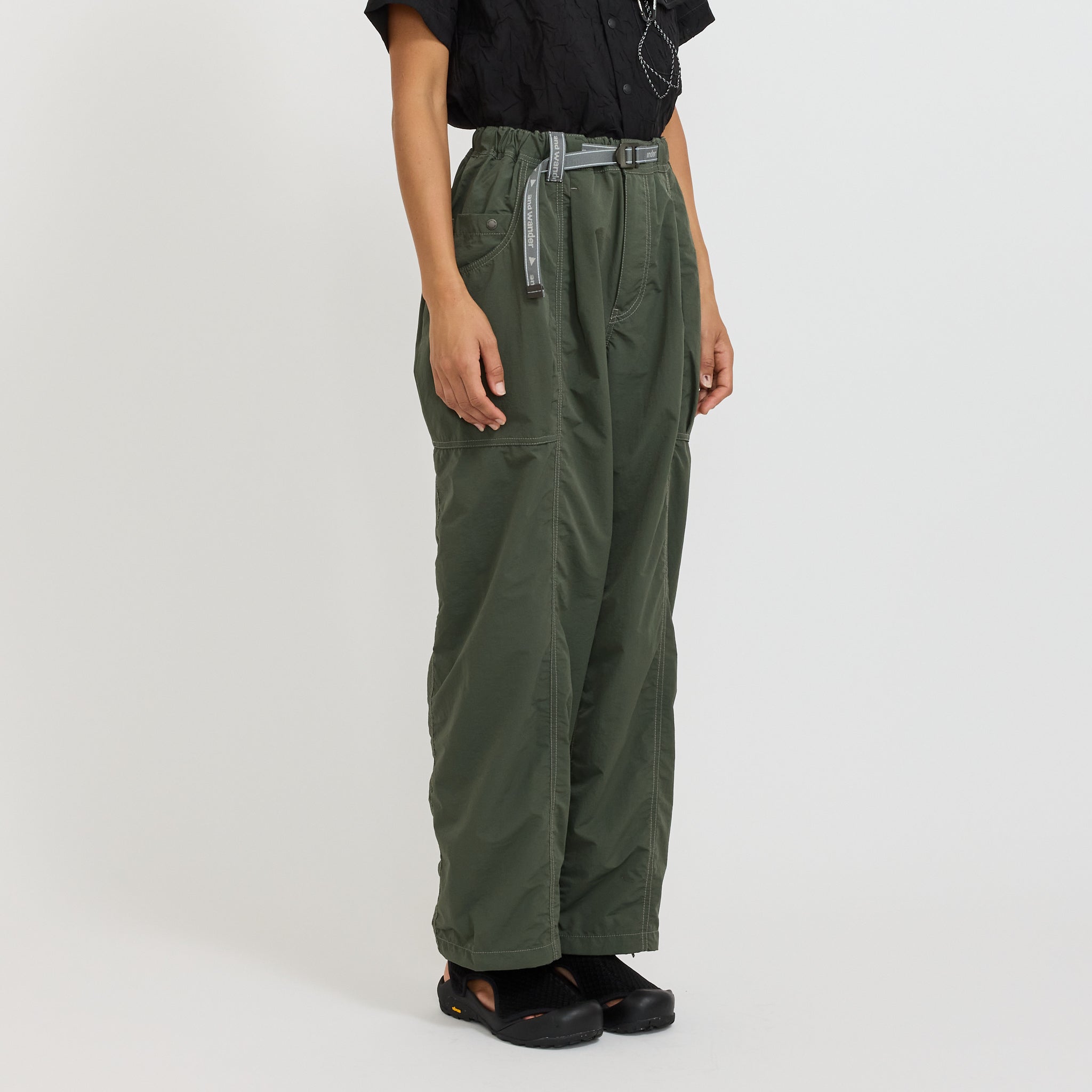 Crinkled Nylon Pants Dark Grey