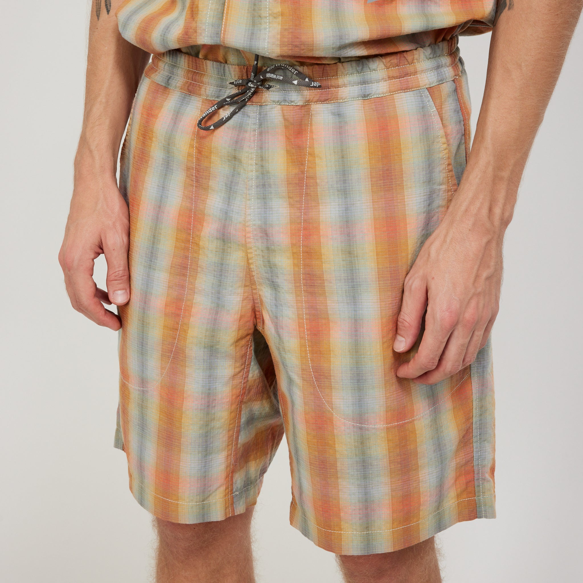 And Wander | Dry Check Short Pants Orange | Maplestore