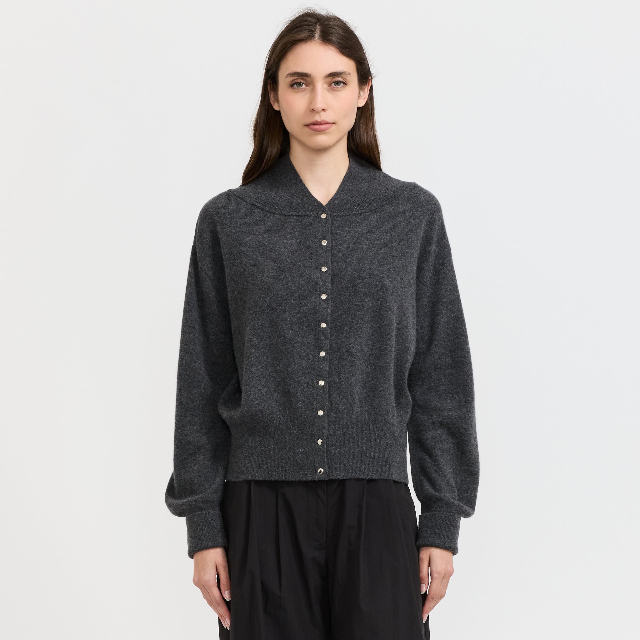 Snap Cardigan Dark Grey