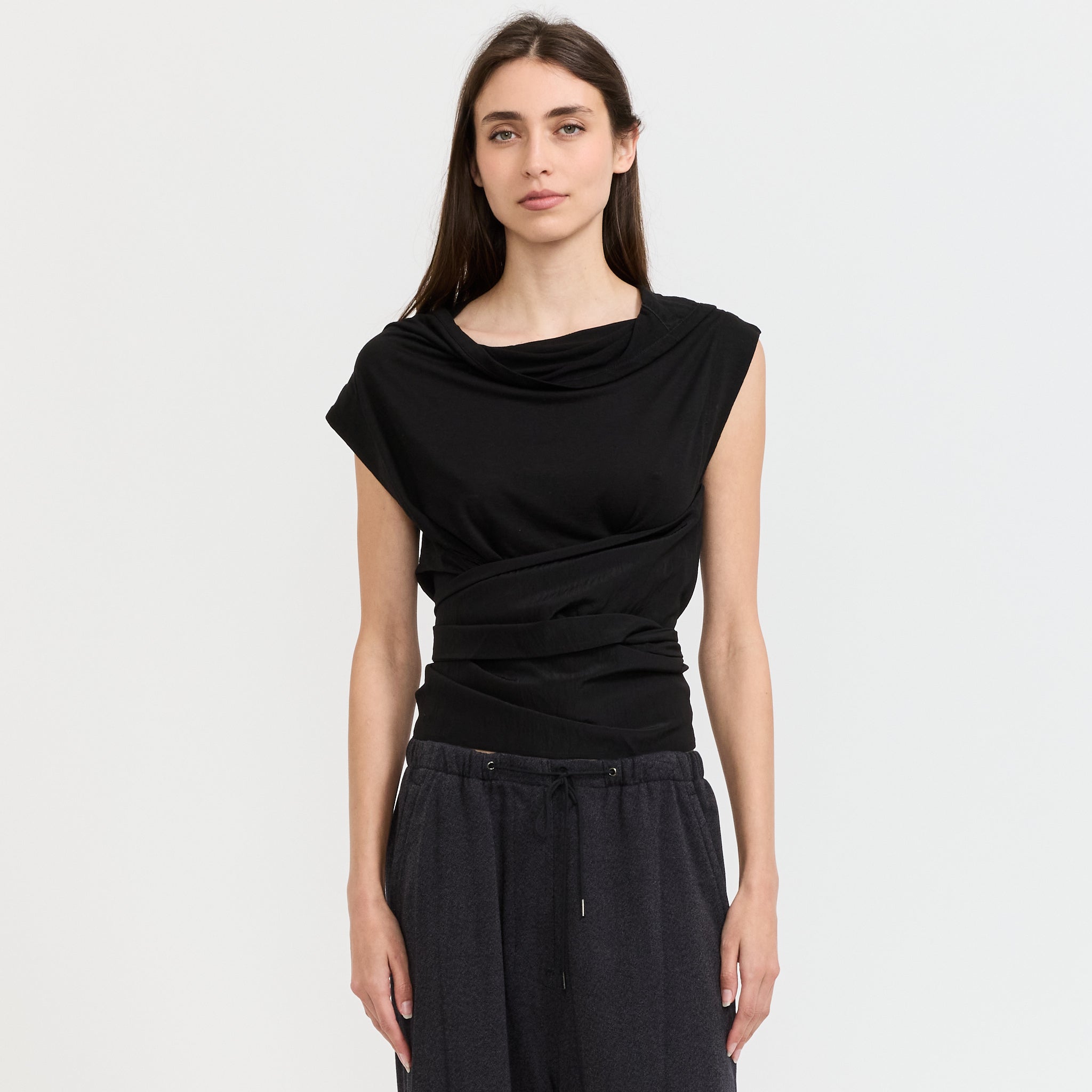 Triangle Wrap Shirt Black