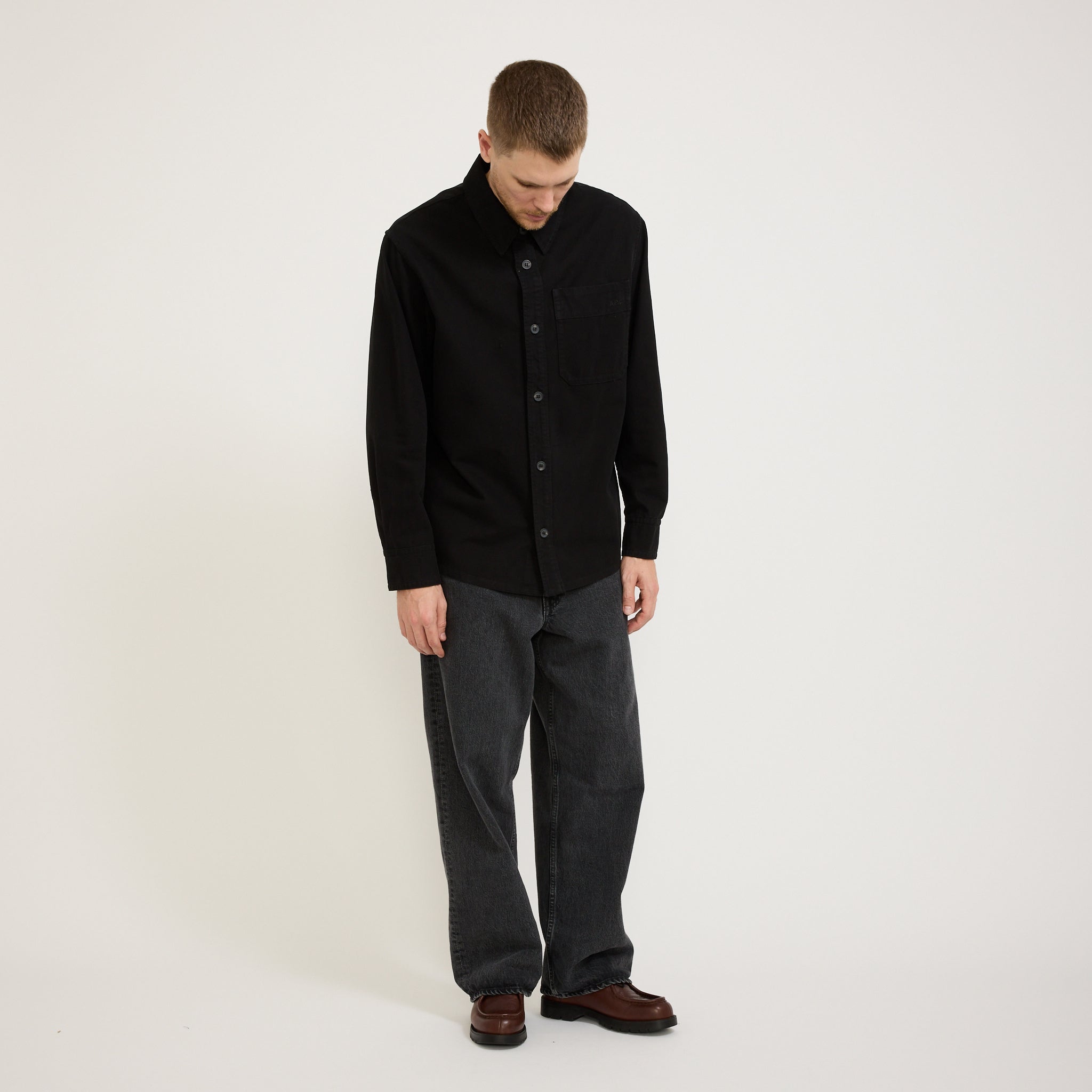 A.P.C. | Basile Brodee Overshirt Poitrine Black | Maplestore
