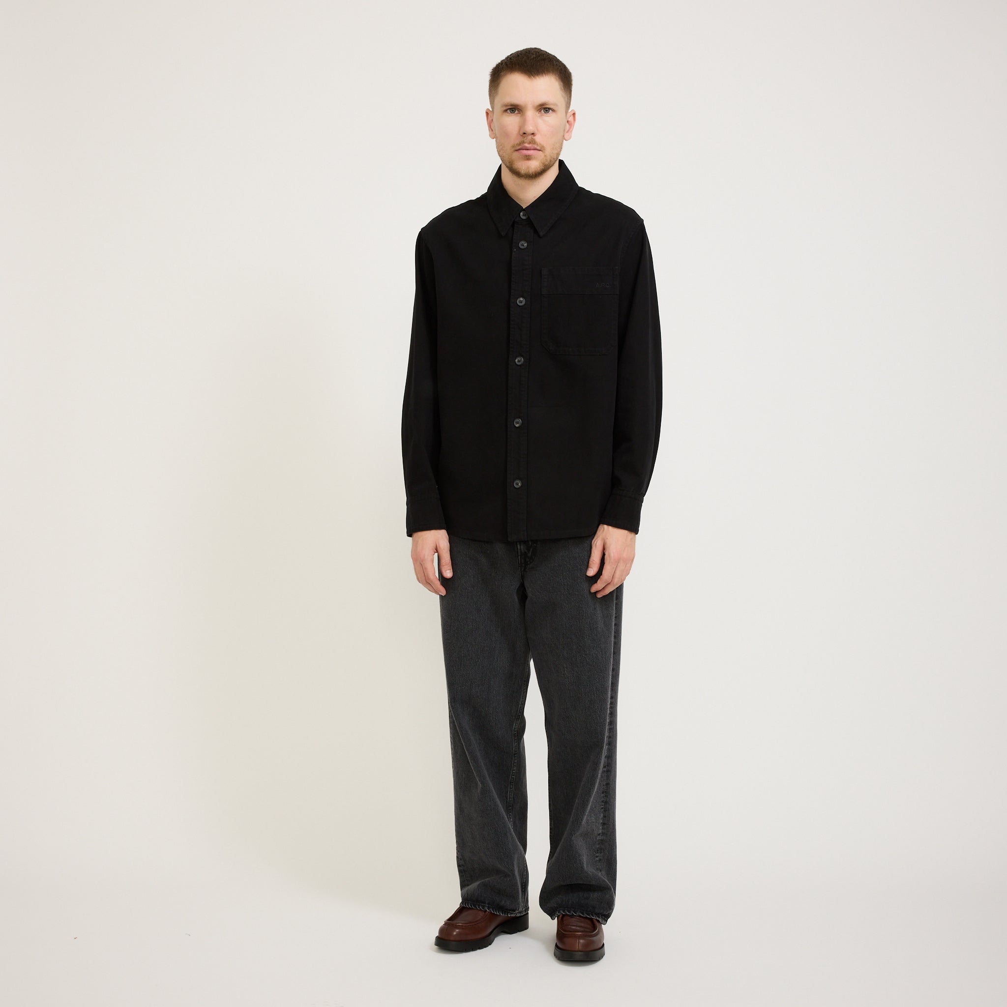 A.P.C. | Basile Brodee Overshirt Poitrine Black | Maplestore