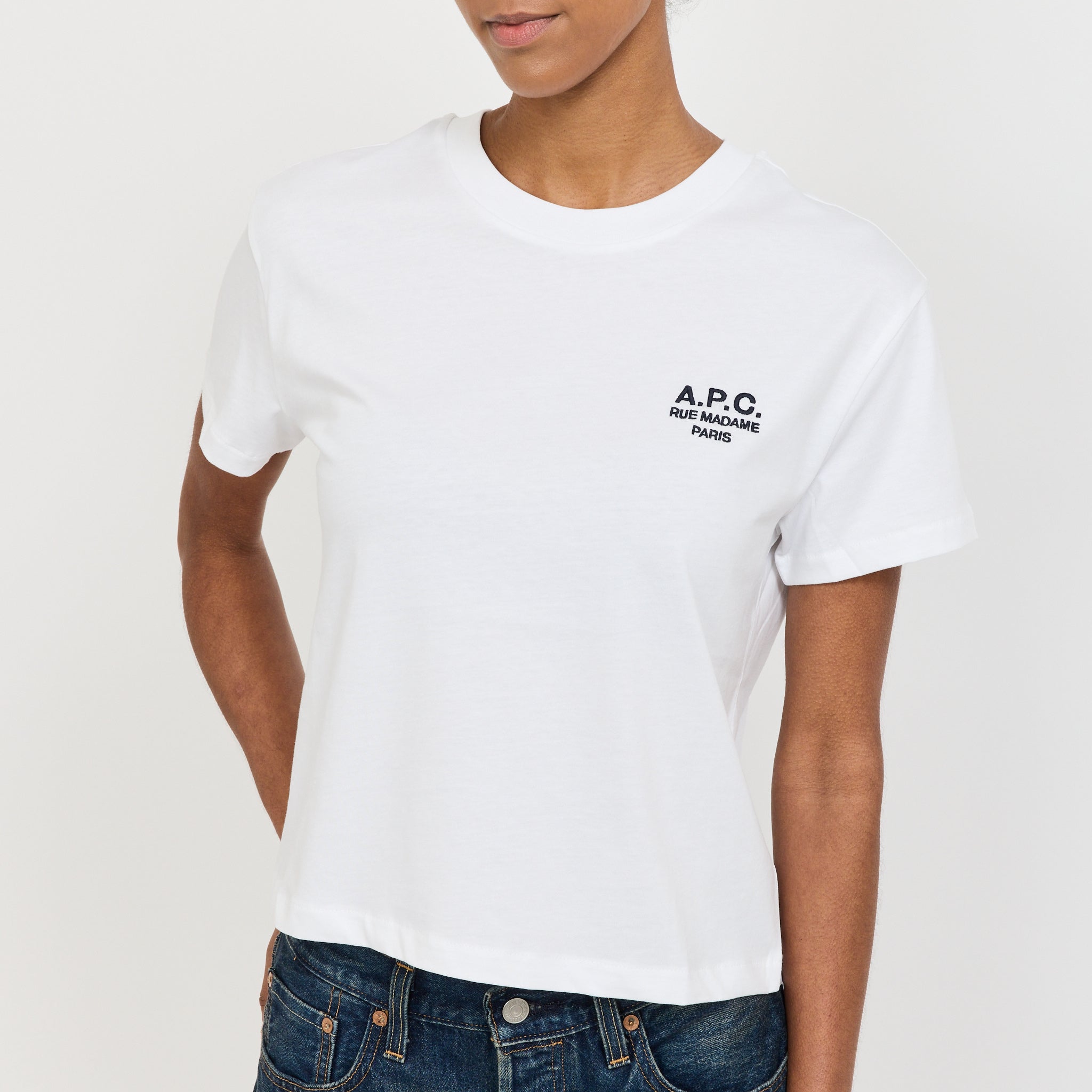 A.P.C. | Boxy Rue Madame T-Shirt White/Dark Navy | Maplestore