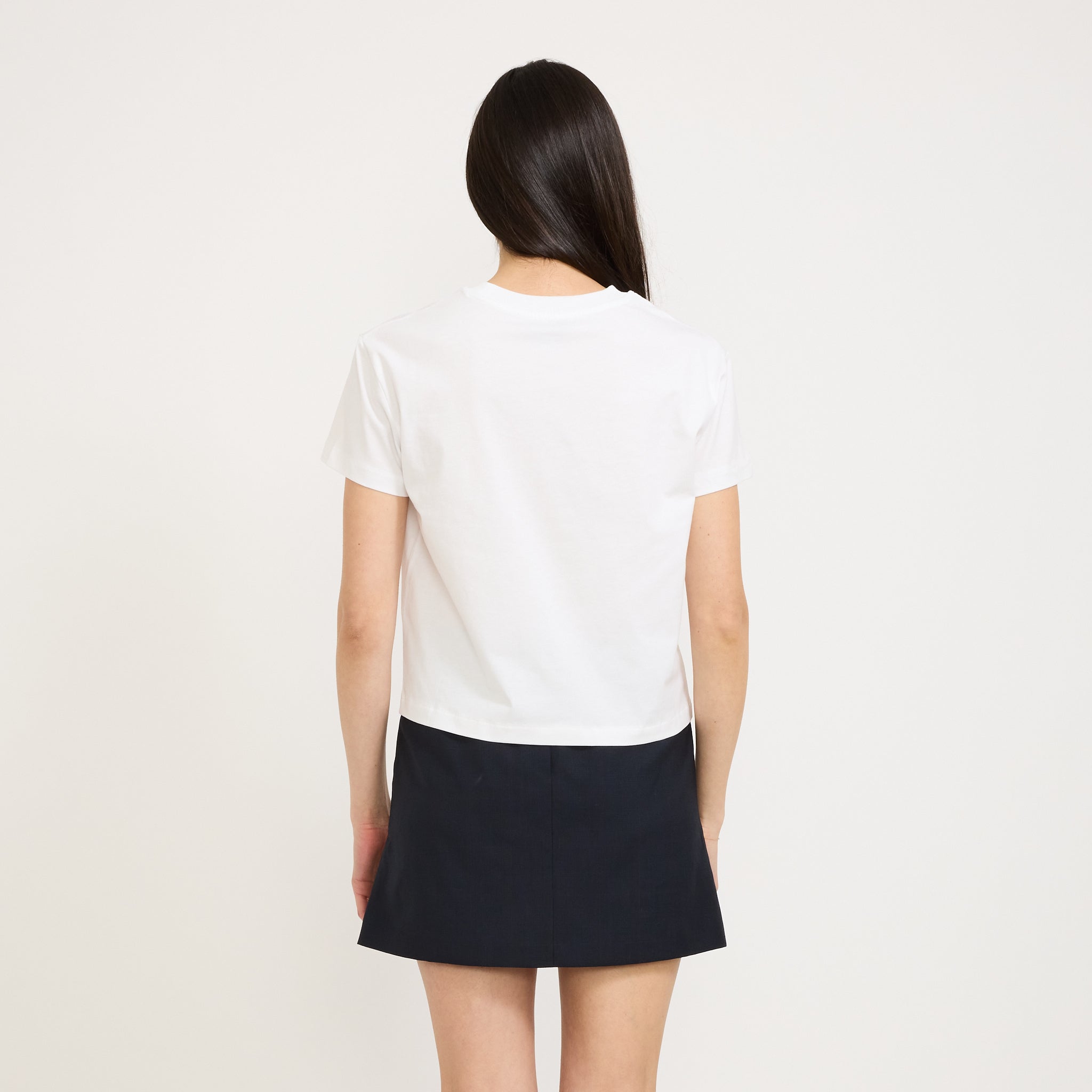 Boxy Rue Madame T-Shirt White/Dark Navy