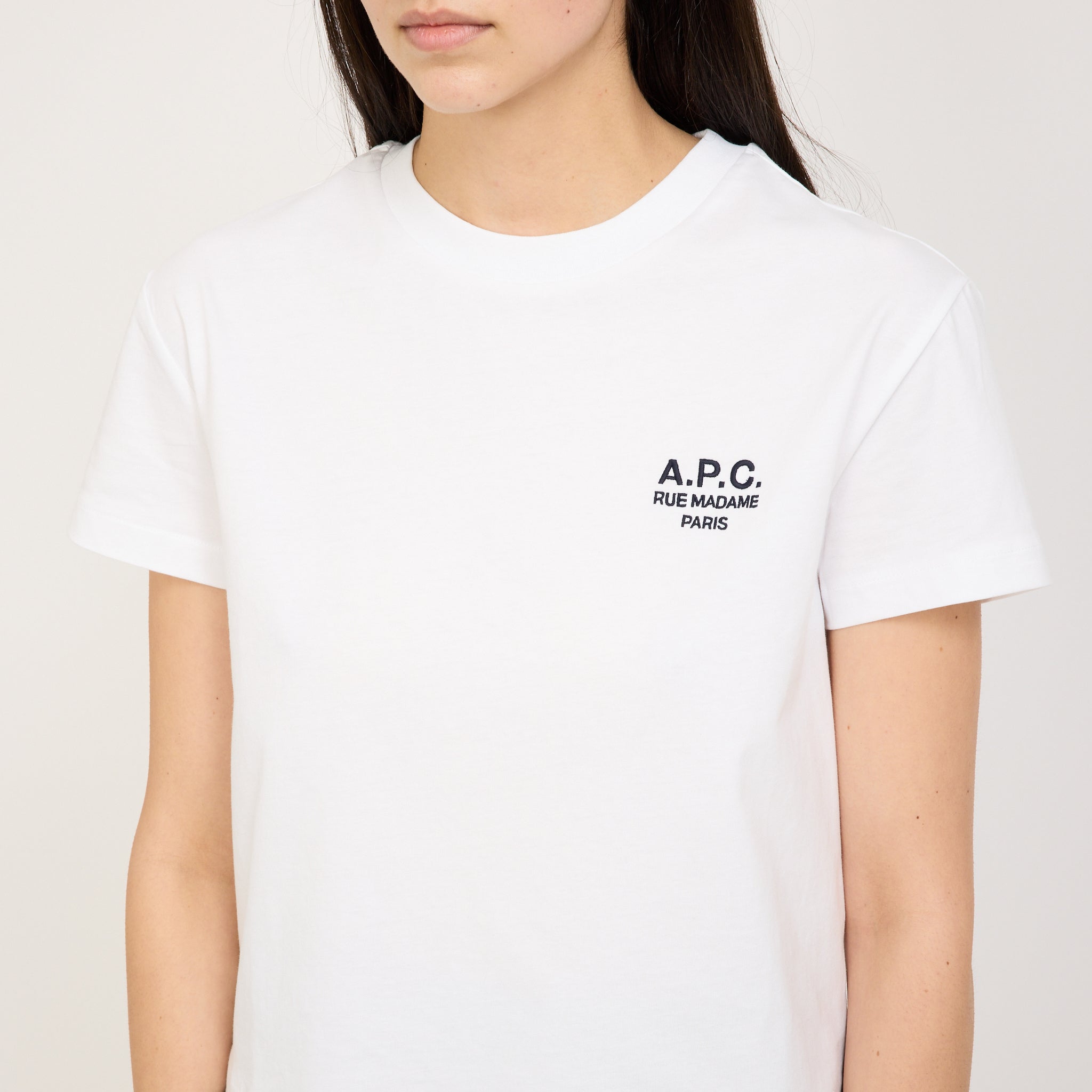 Boxy Rue Madame T-Shirt White/Dark Navy