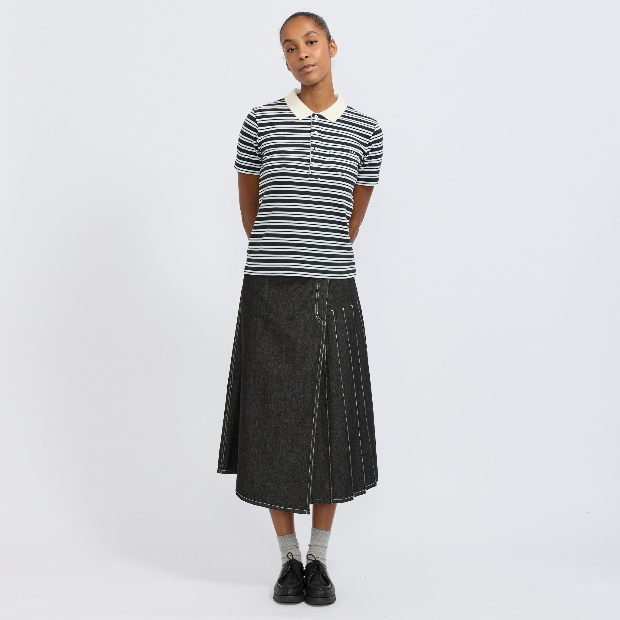 Raye Polo Dark Navy Stripe