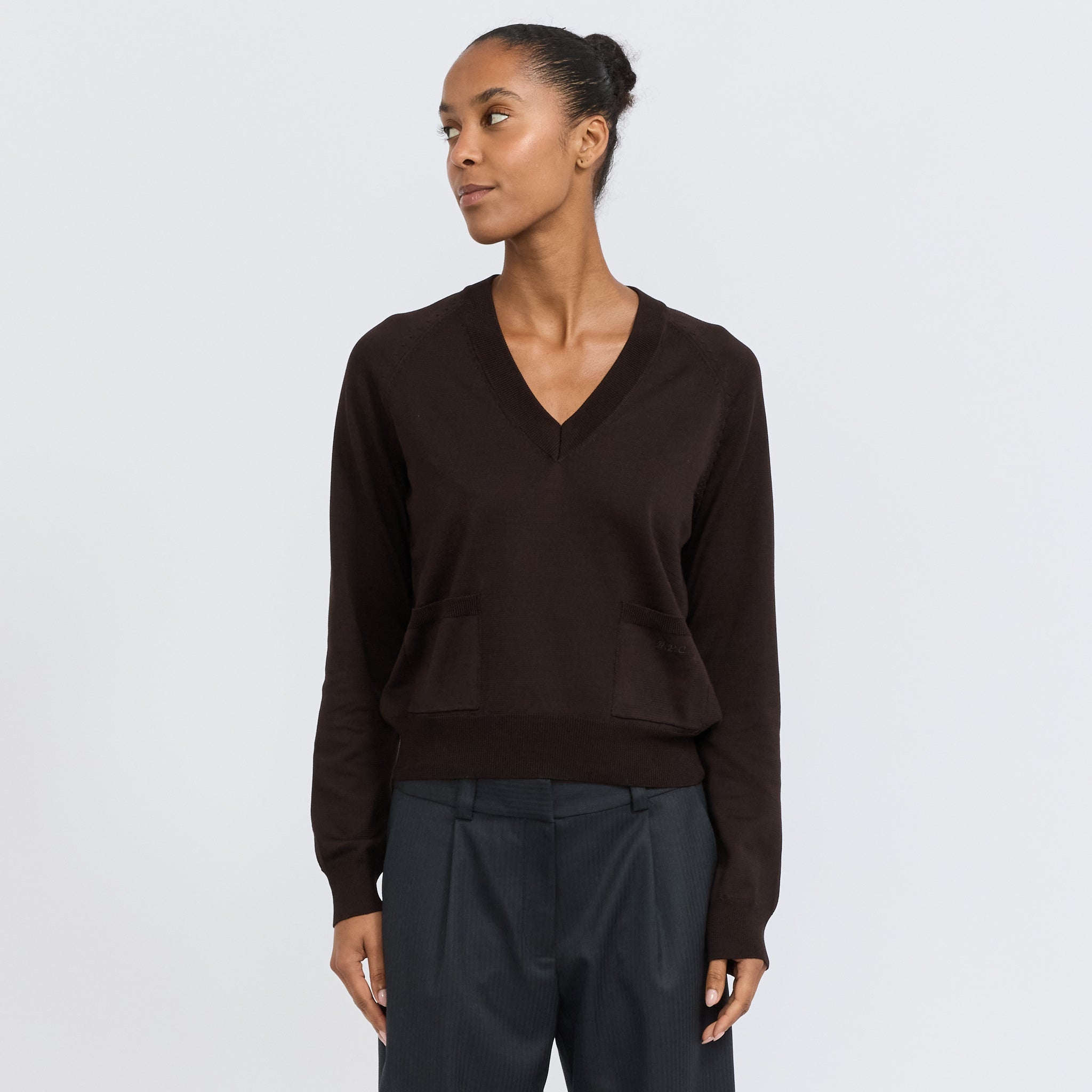 Leonie V-Neck Sweater Brown