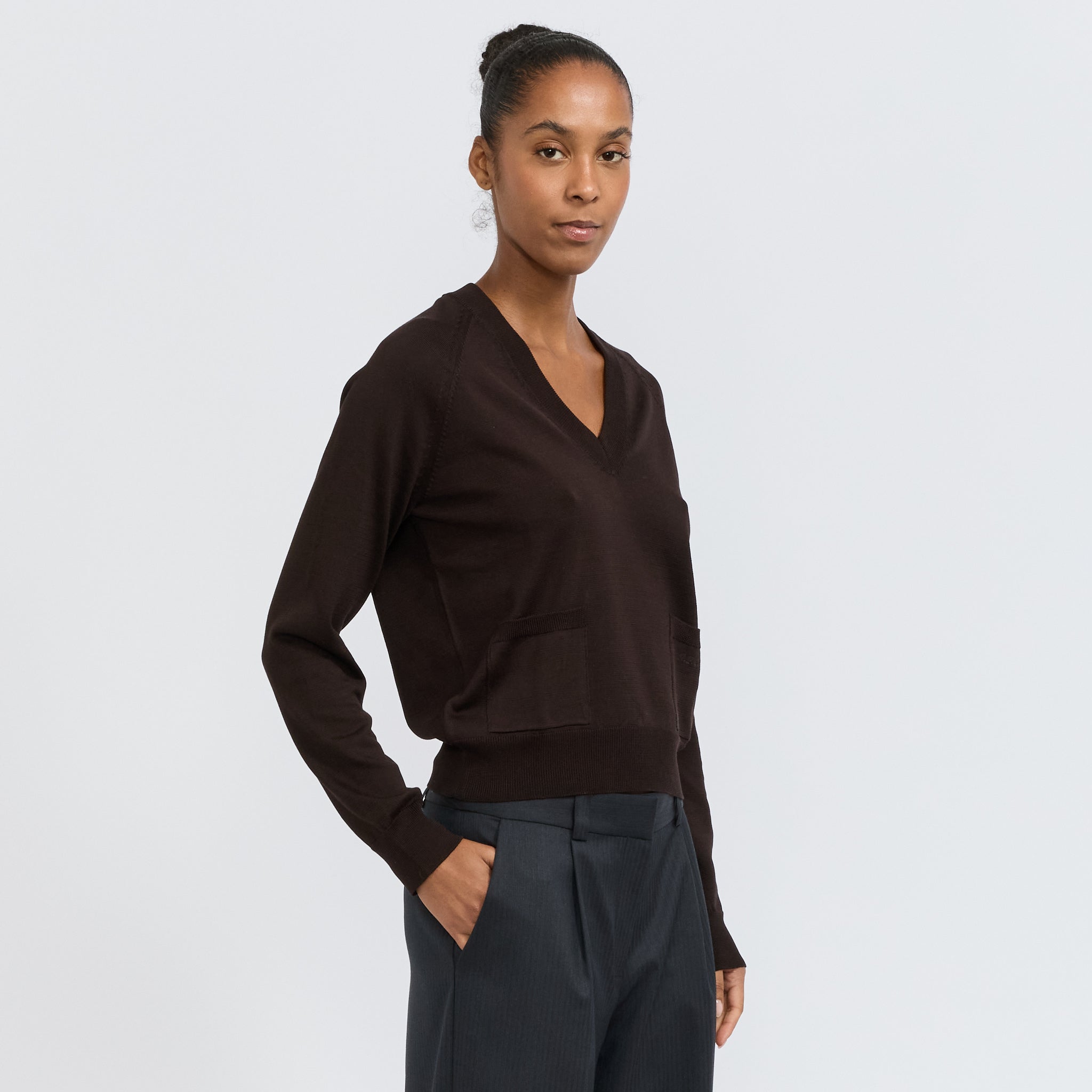 Leonie V-Neck Sweater Brown