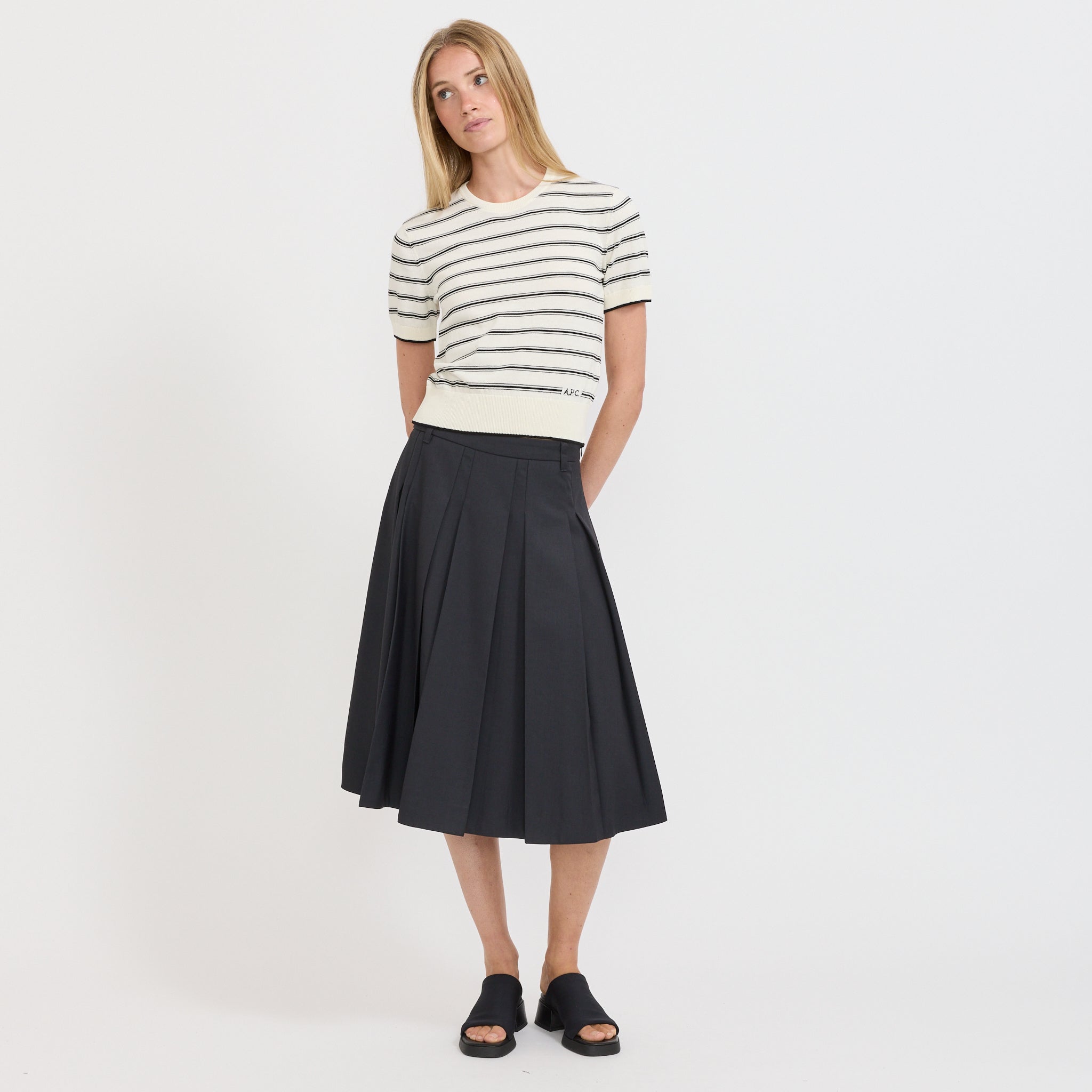 A.P.C. | Striped Knit Top Ecru/Black | Maplestore
