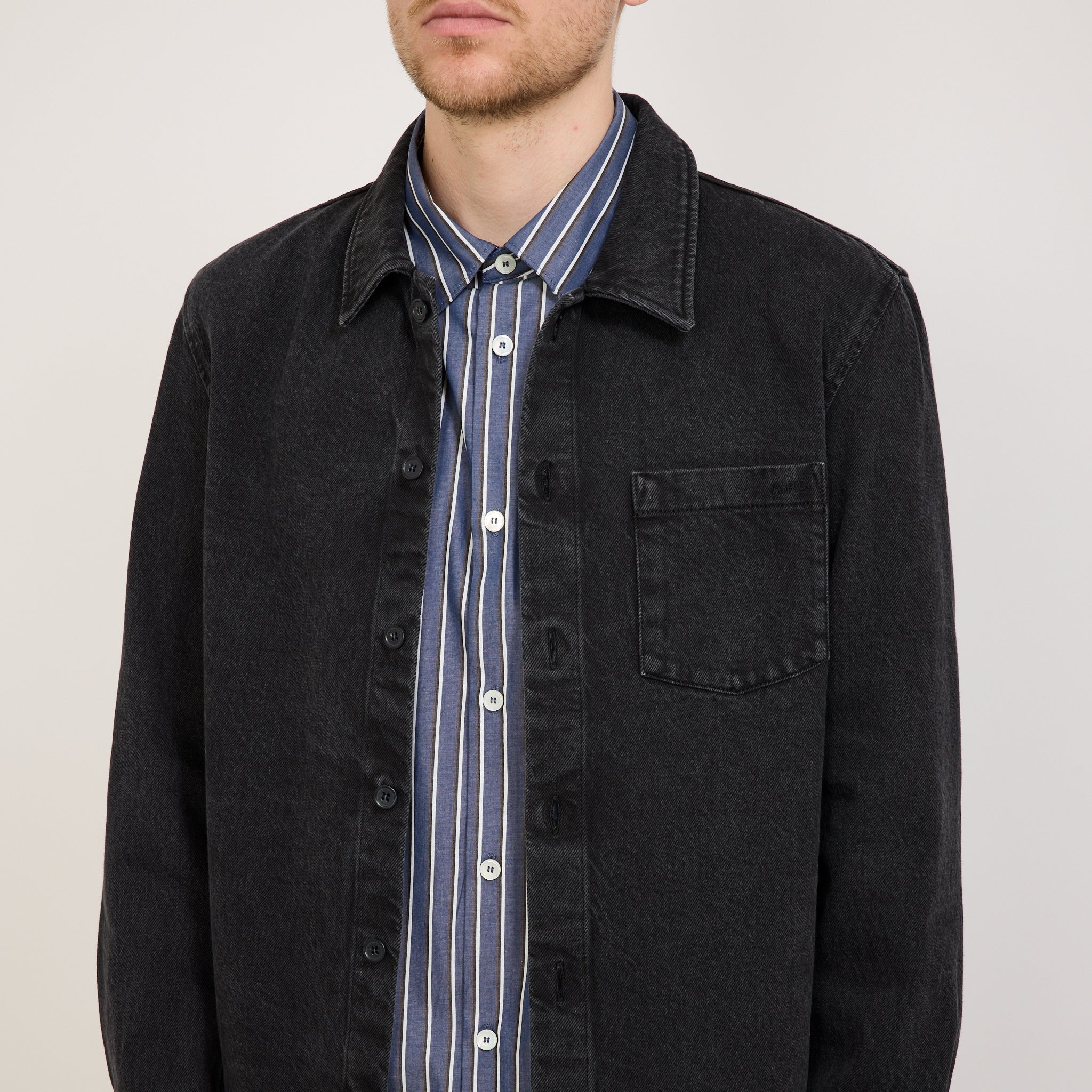 A.P.C. | Vittorio Brodee Overshirt Washed Black | Maplestore