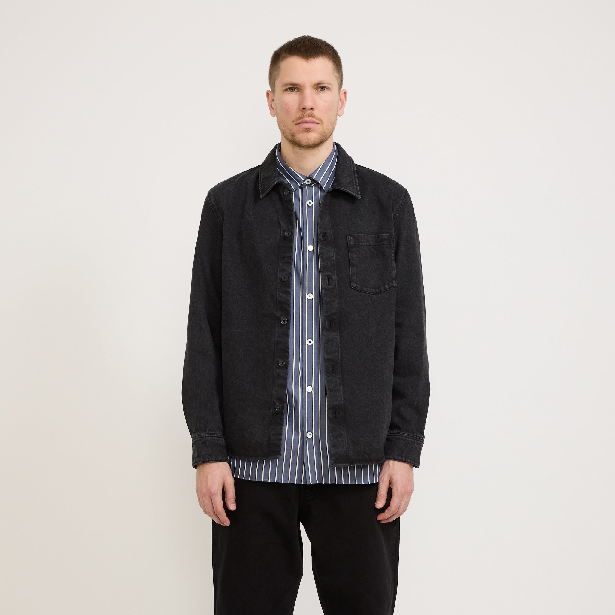 A.P.C. | Vittorio Brodee Overshirt Washed Black | Maplestore