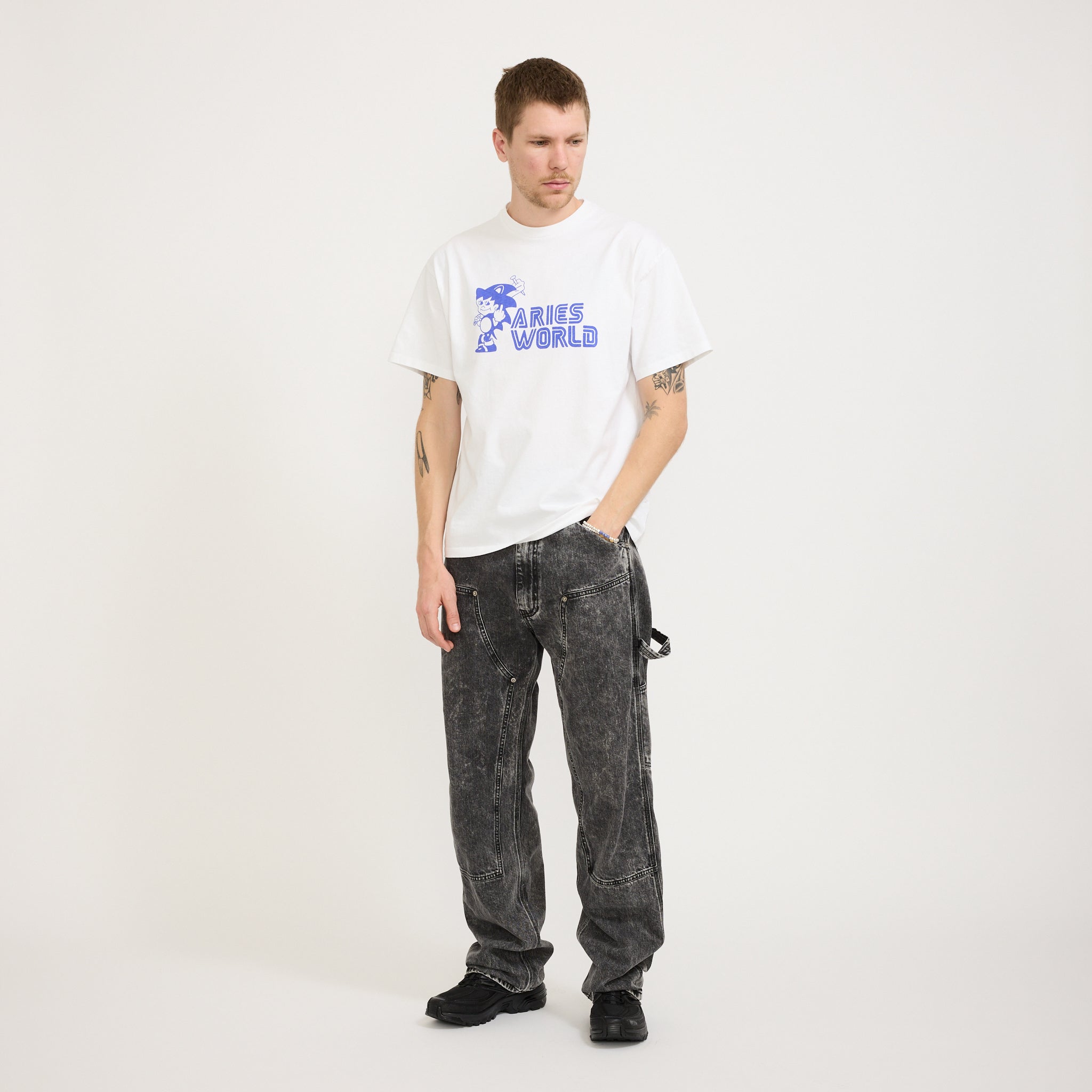 Aries | Acid Wash Denim Carpenter Jean Black | Maplestore