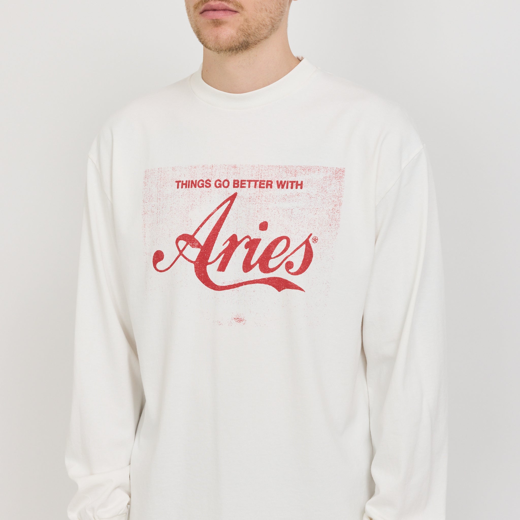 Faded Cola LS Tee White