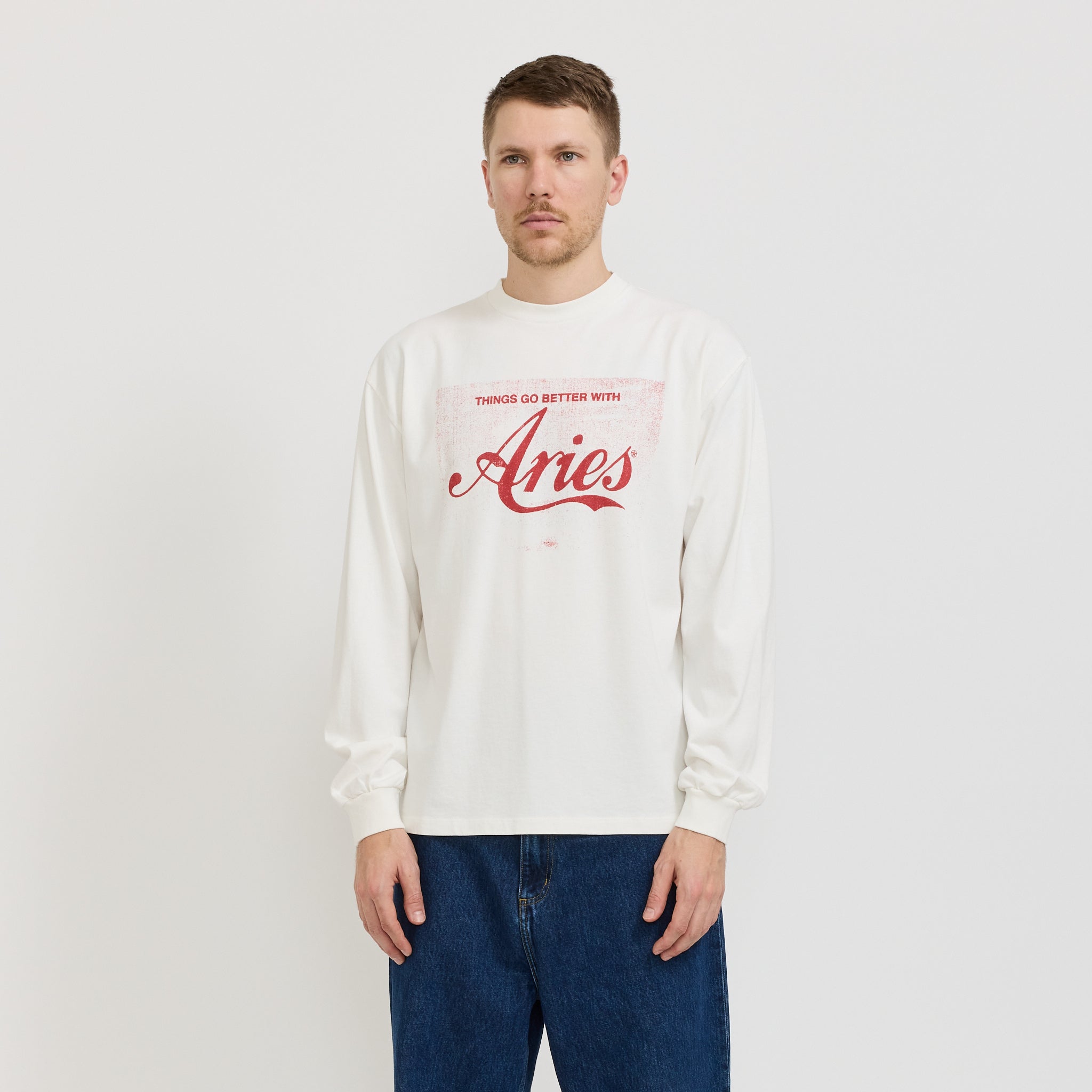 Faded Cola LS Tee White