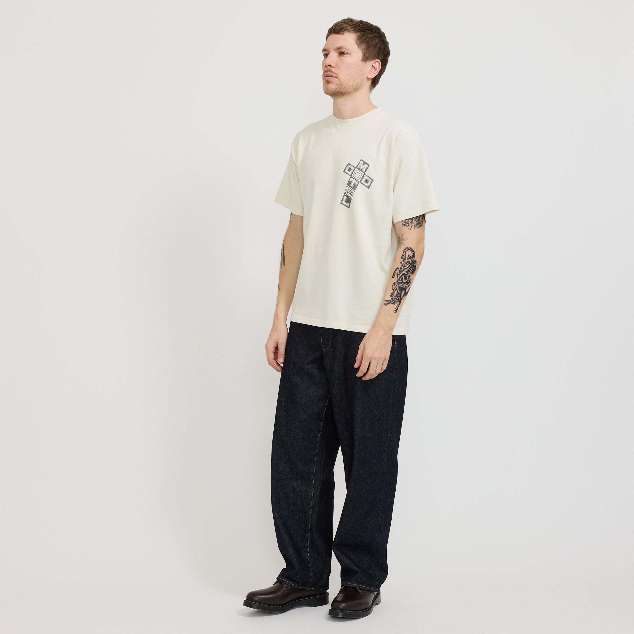 Faded God Town SS Tee Off White