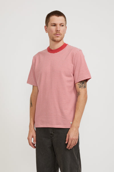 Armor Lux | Striped Heritage T-Shirt Cardinal Red/Milk | Maplestore