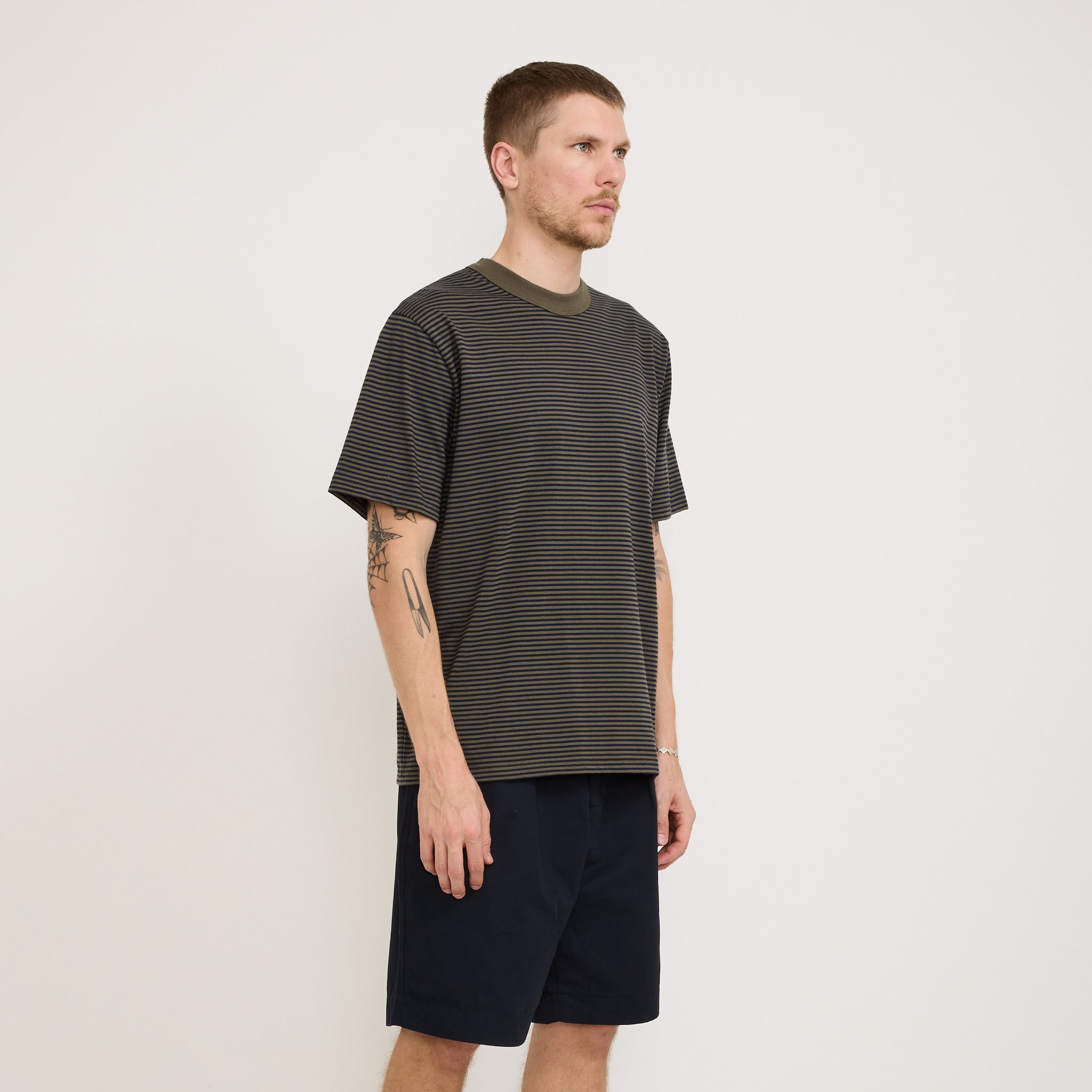 Armor Lux | Striped Heritage T-Shirt Caccia/Marine Deep Navy | Maplestore