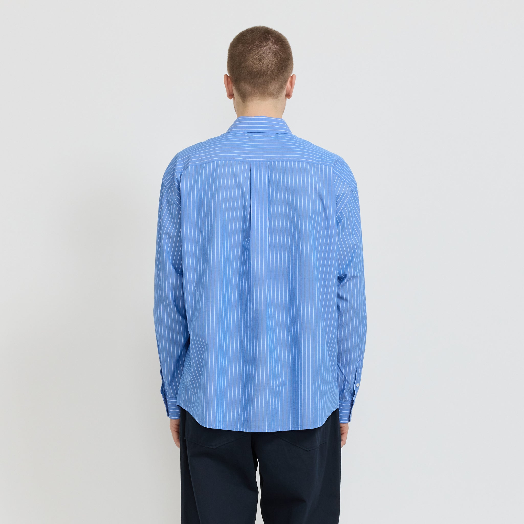 Caden Stripe Long Sleeve Shirt Blue/White