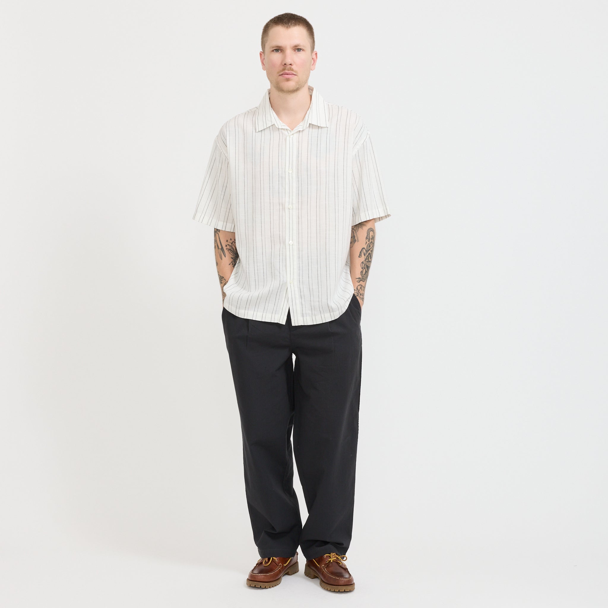 Liam Short Sleeve Shirt Cream/Black