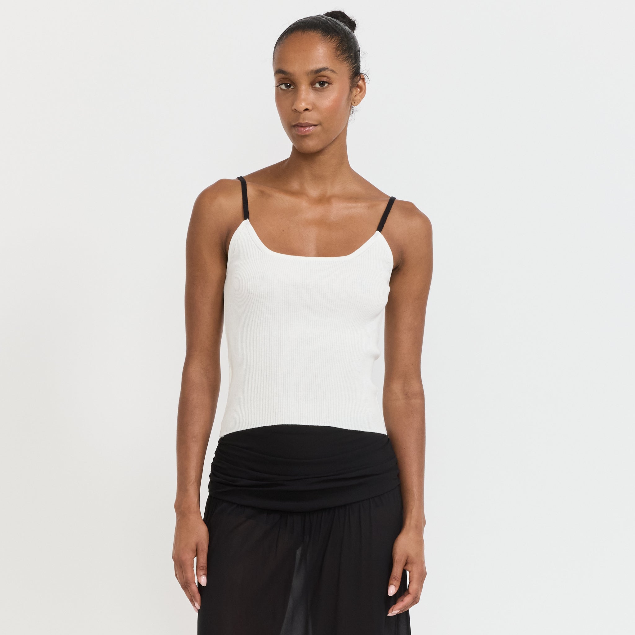 Contrast String Knit Top Ivory
