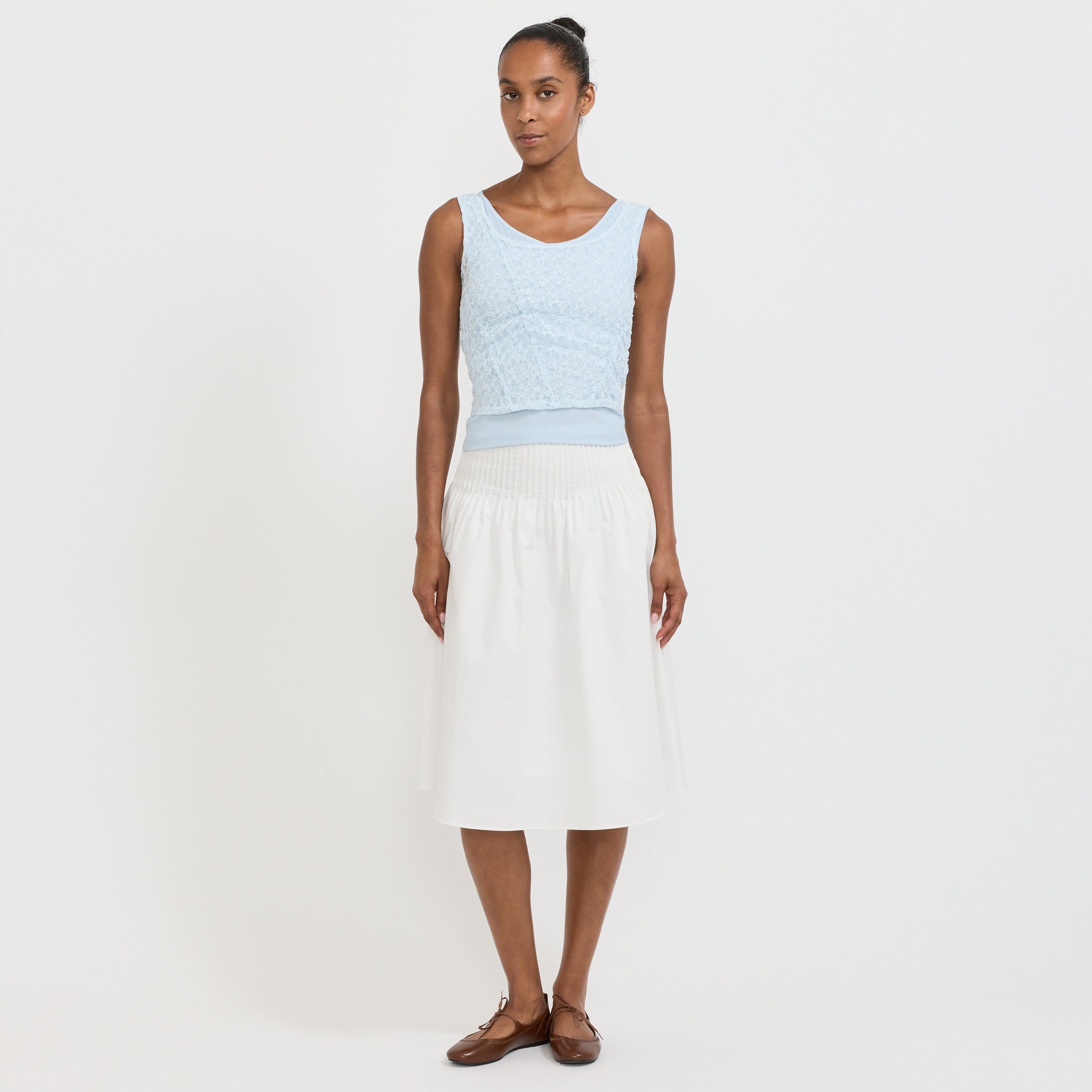 Atelier Edition | Lace Shirring Top Light Blue | Maplestore