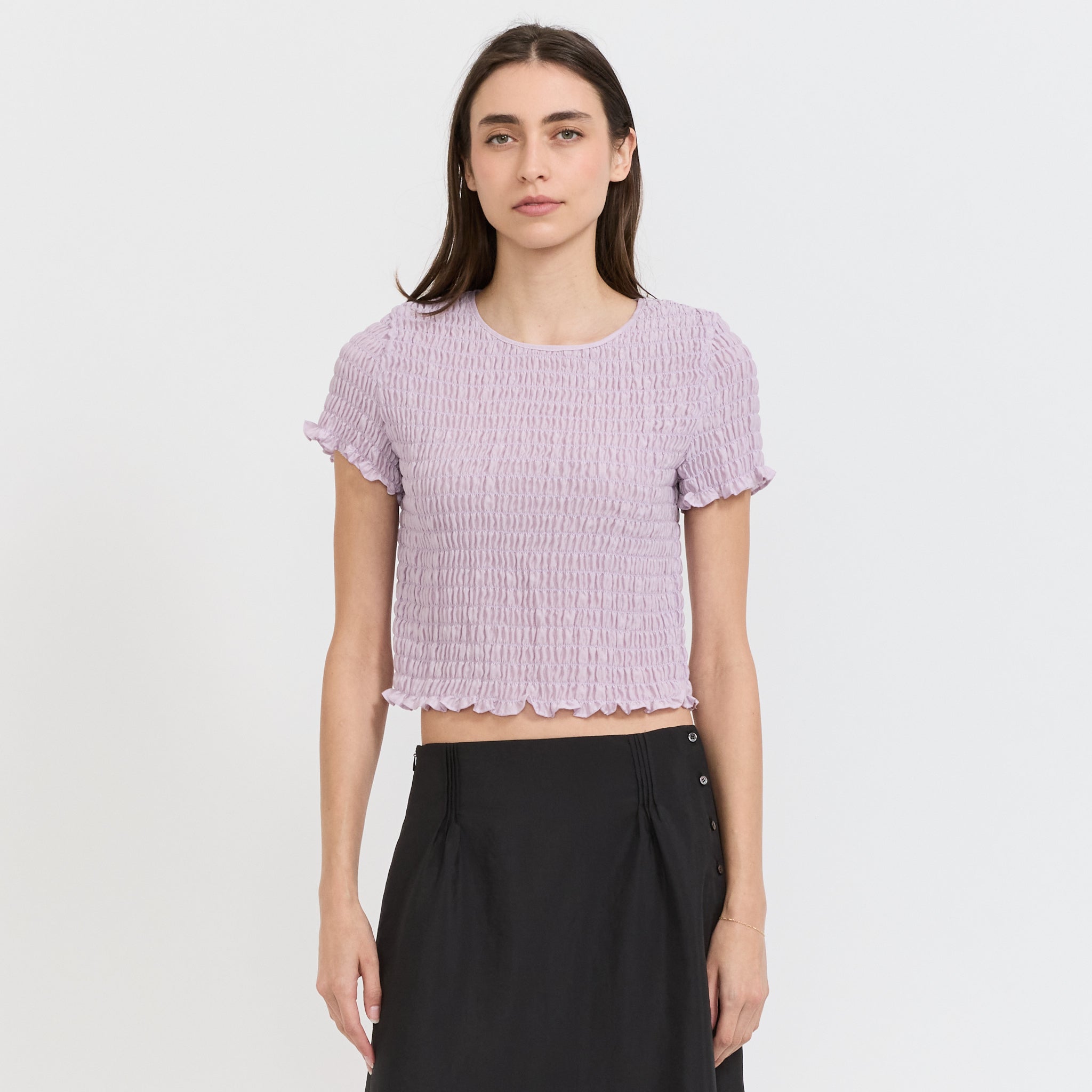 Smocked Sleeve Blouse Purple