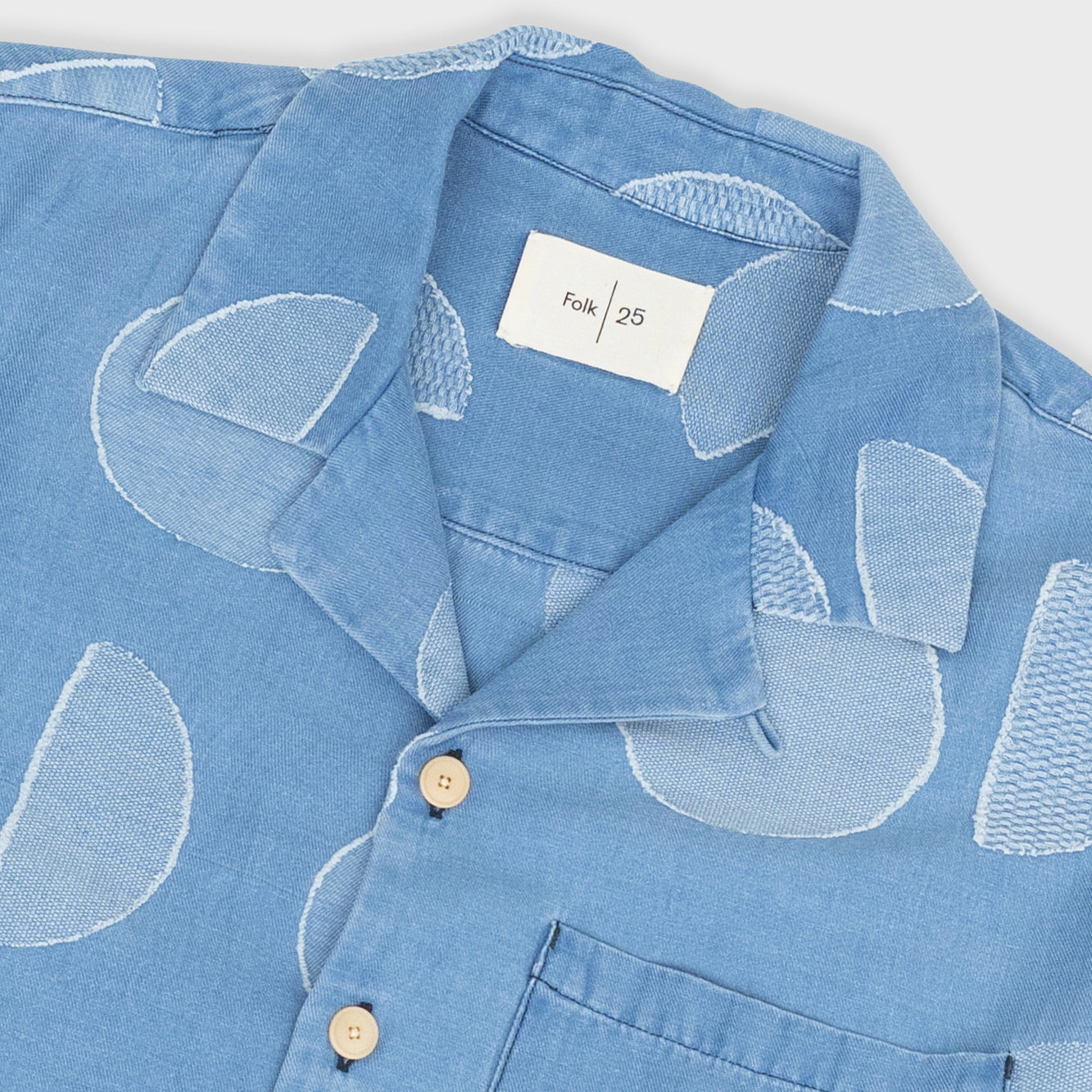 Relaxed Soft Collar Shirt Indigo Circle Jacquard