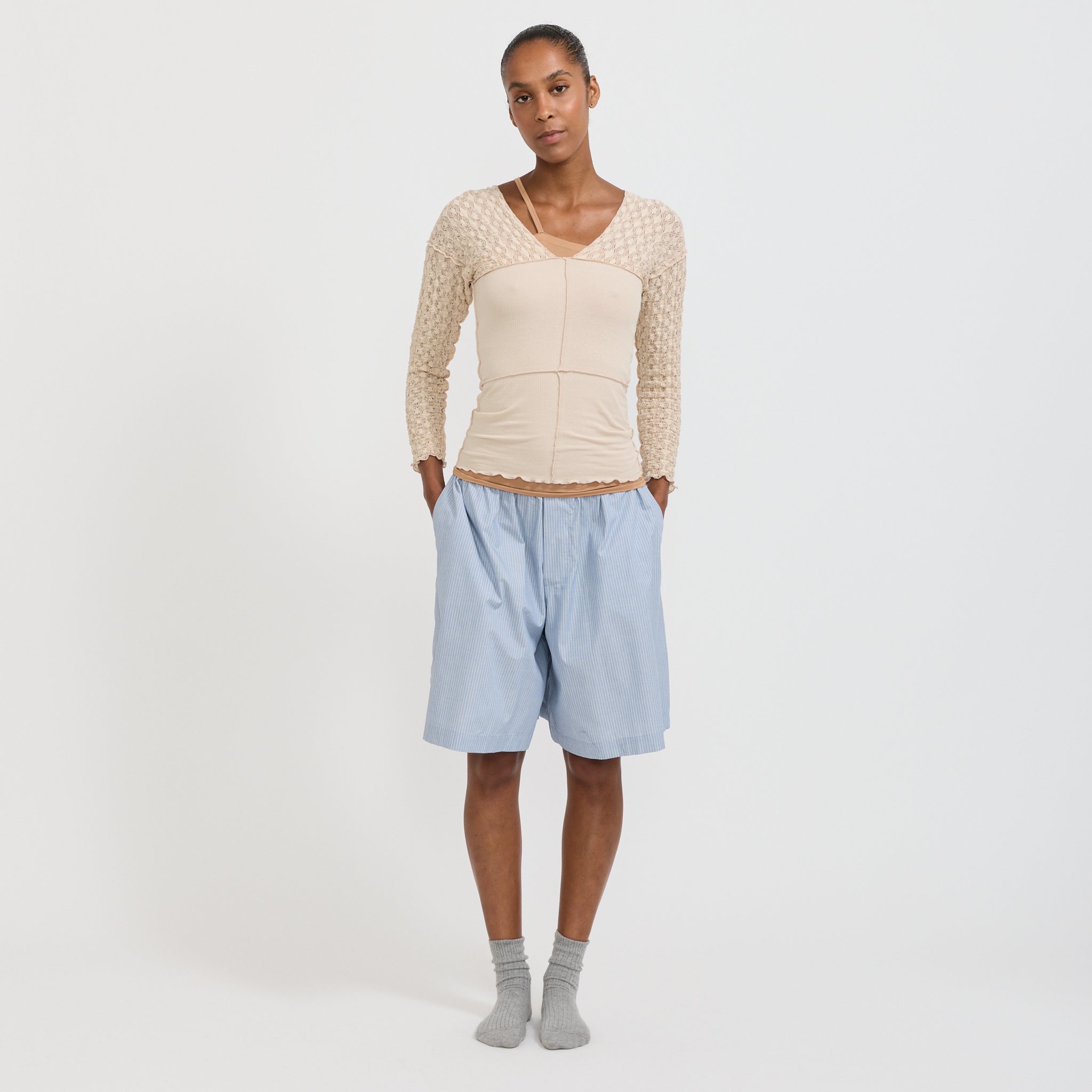 Baserange | Nehru Long Sleeve Top Dylan Beige | Maplestore