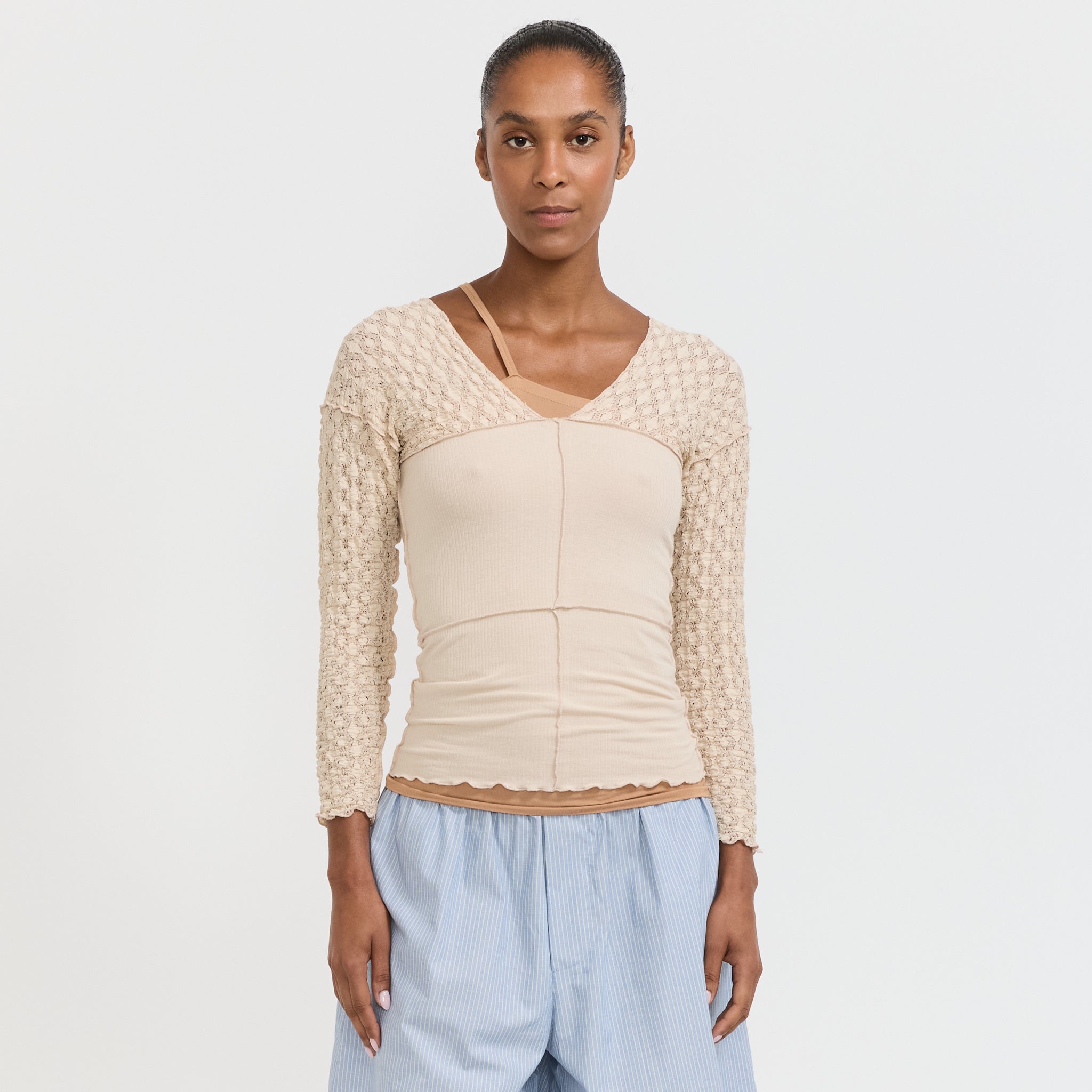 Baserange Nehru Long Sleeve Top Dylan Beige | Maplestore