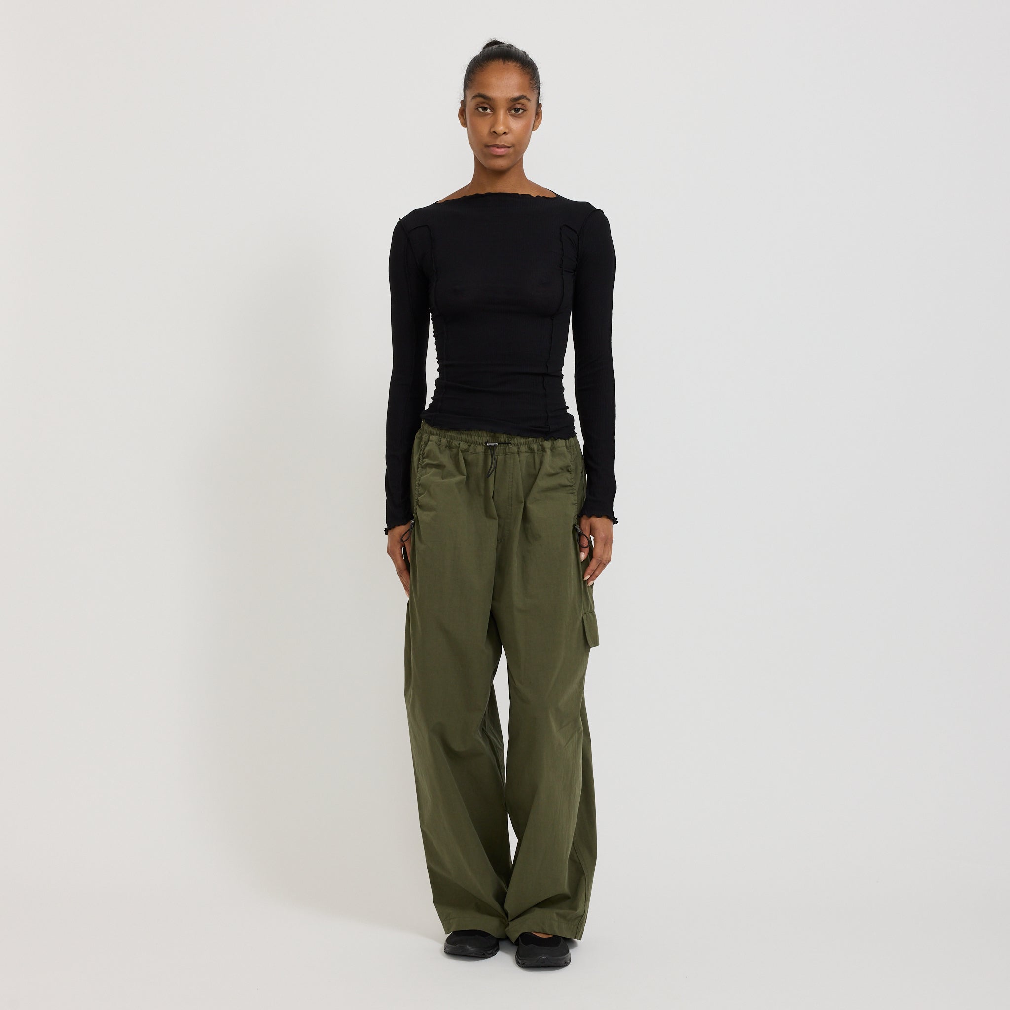 Baserange | Omato Long Sleeve Rib Top Black | Maplestore