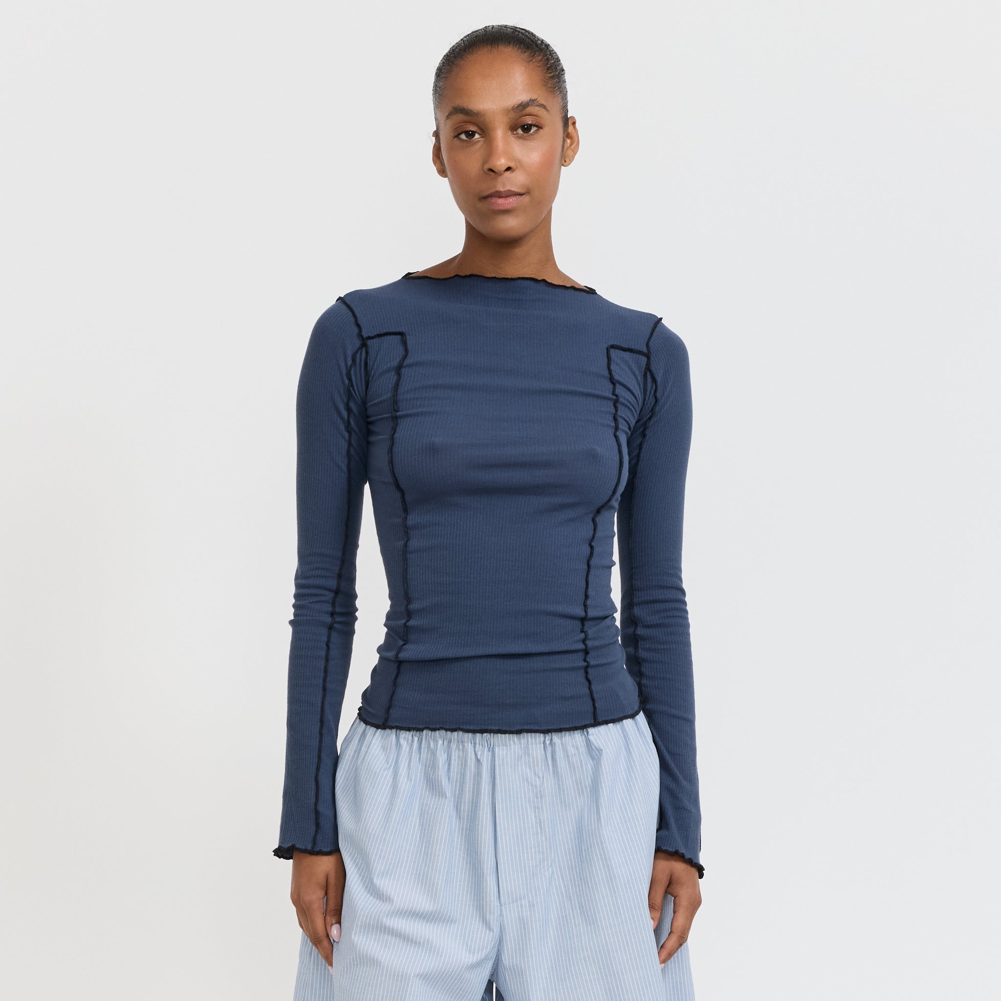 Baserange | Omato Long Sleeve Tee Preston Blue | Maplestore