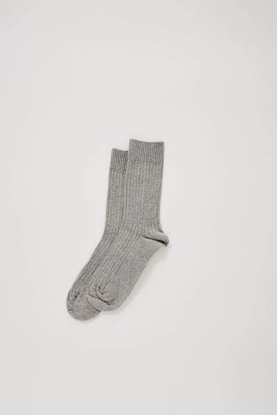 Baserange | Rib Overankle Socks Grey Melange | Maplestore