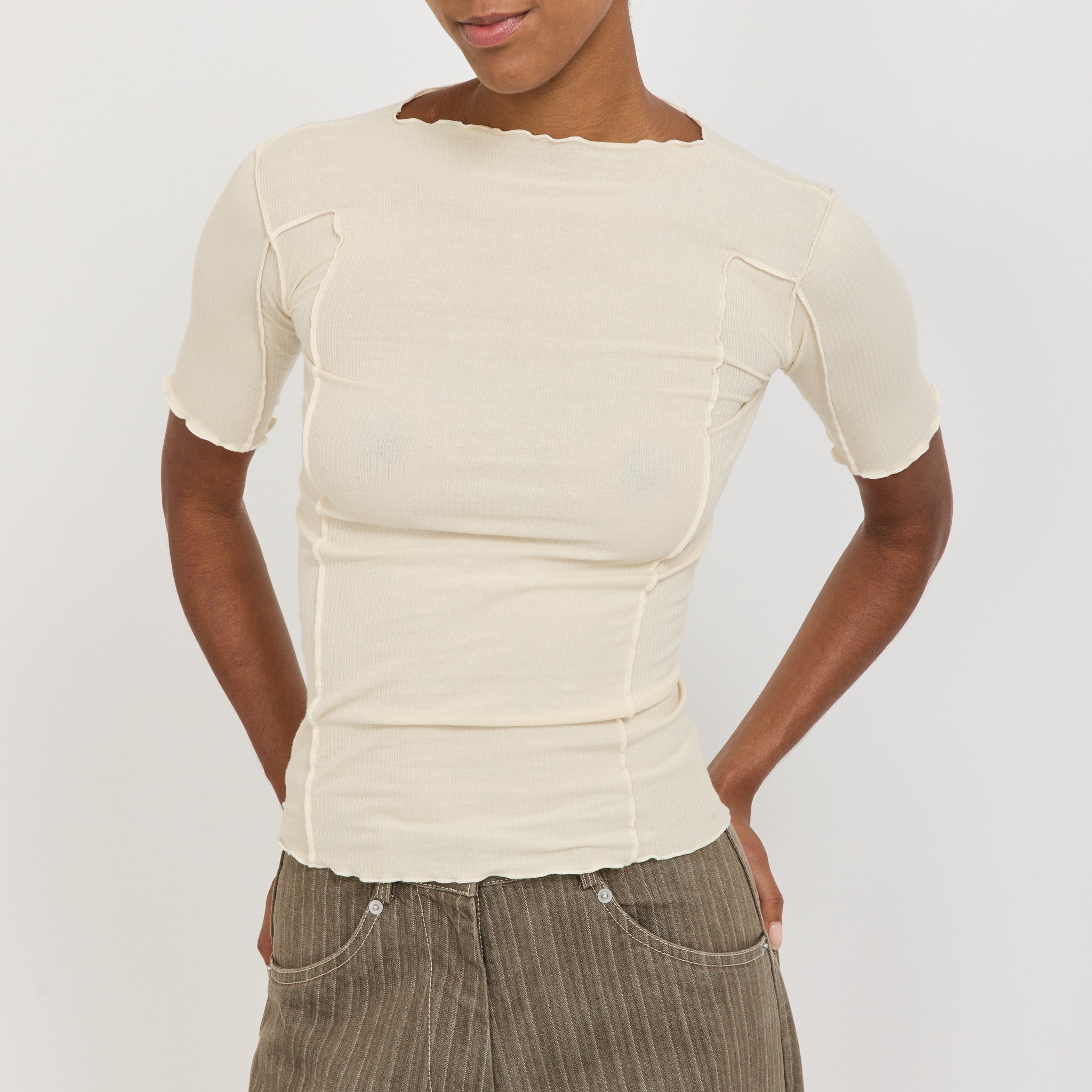 Baserange | Omato 3/4 Rib Top Off White | Maplestore