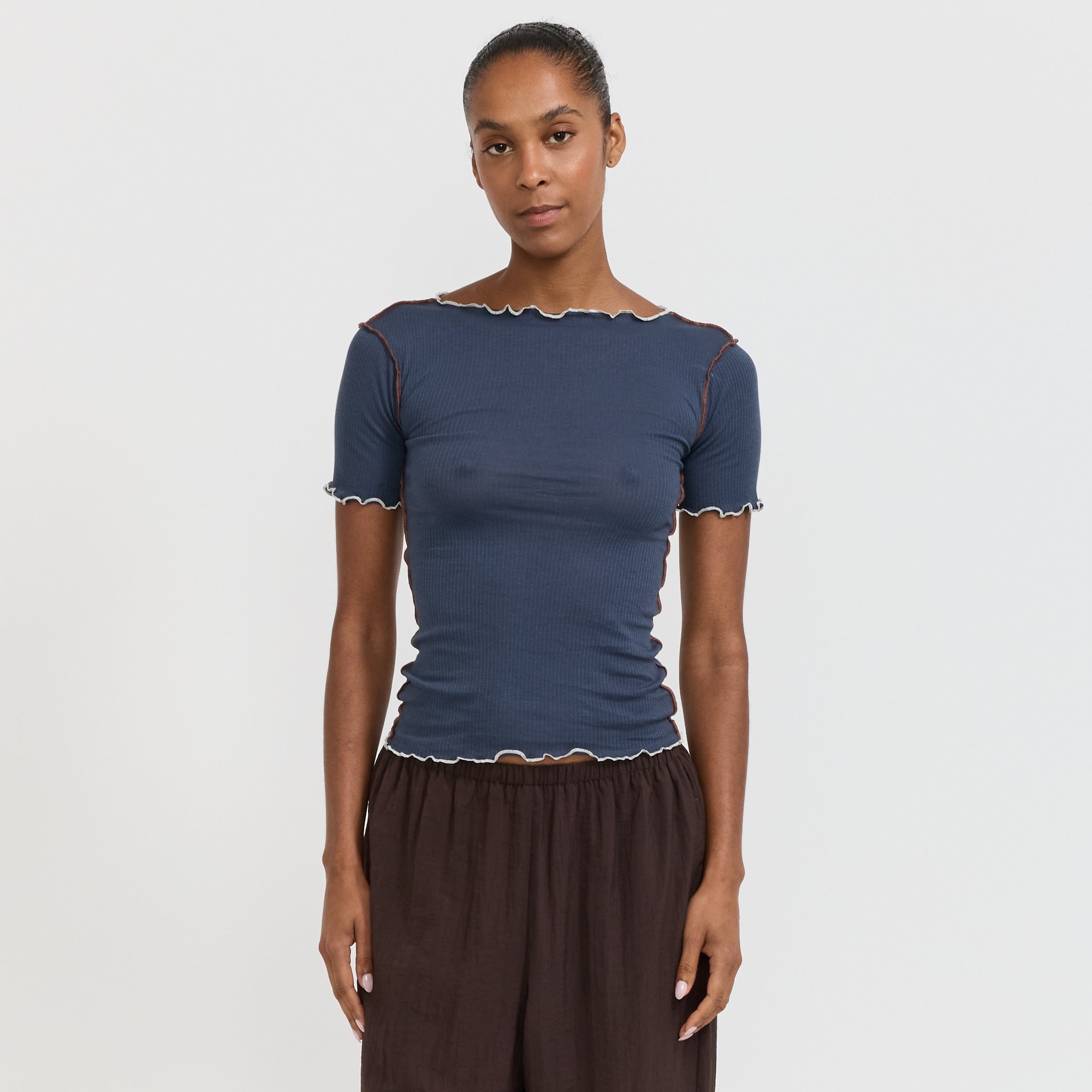 Baserange | Vein Tee Shirt Preston Blue | Maplestore