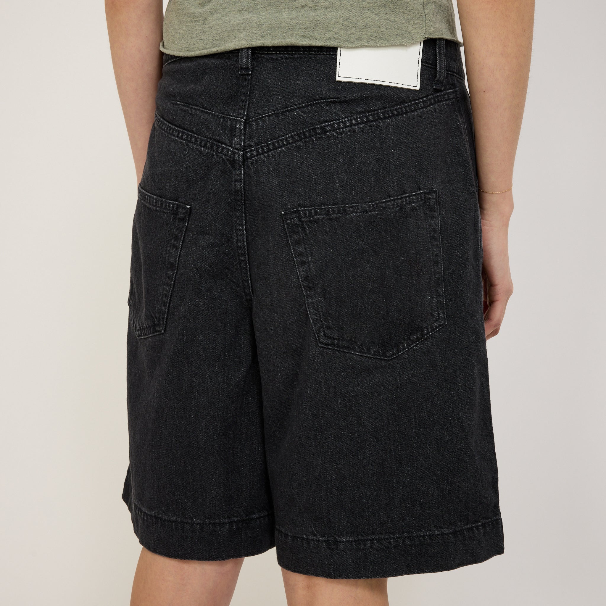 Bassike | Denim Bermuda Short Washed Black | Maplestore