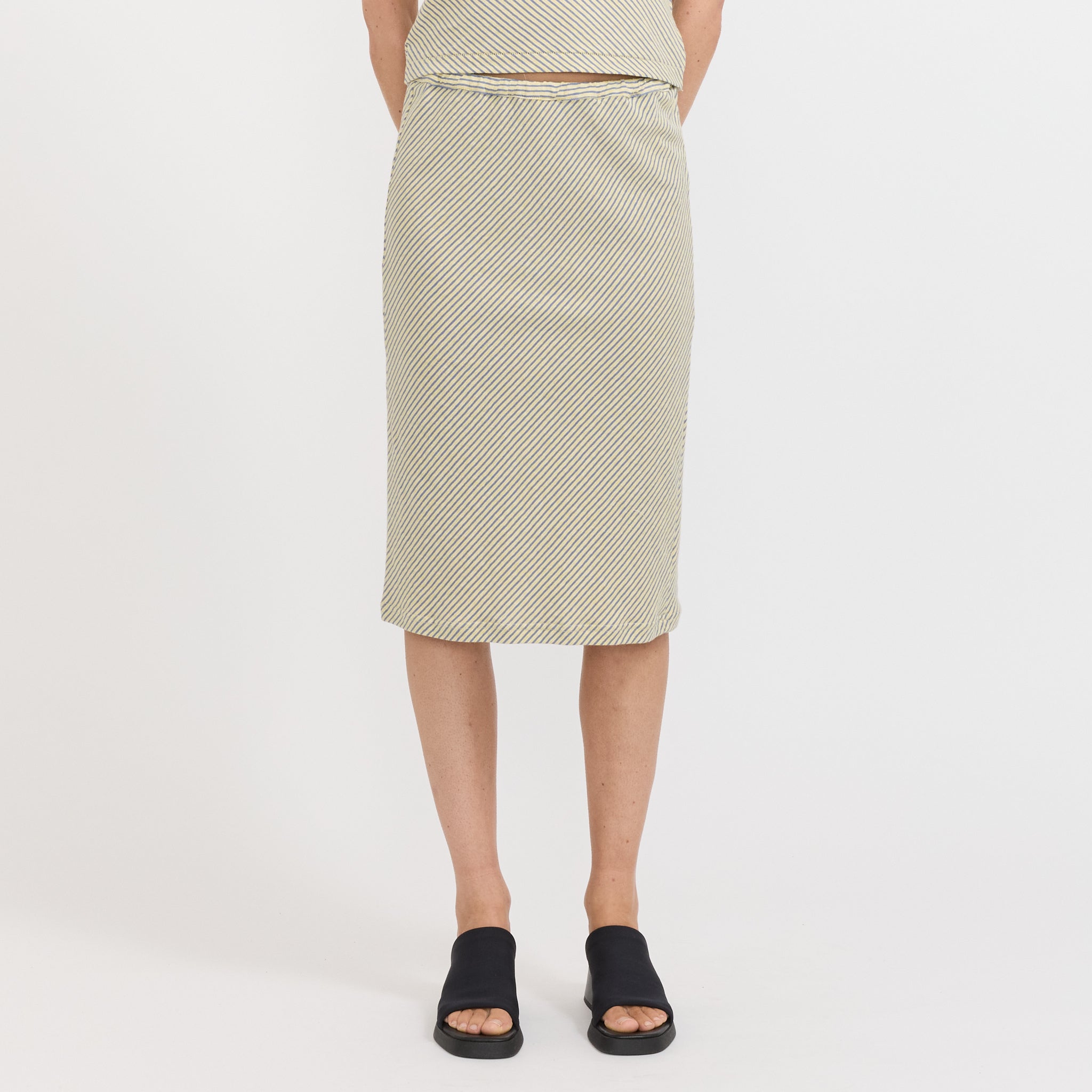 Bassike | Bias Stripe Skirt Yellow/Purple | Maplestore