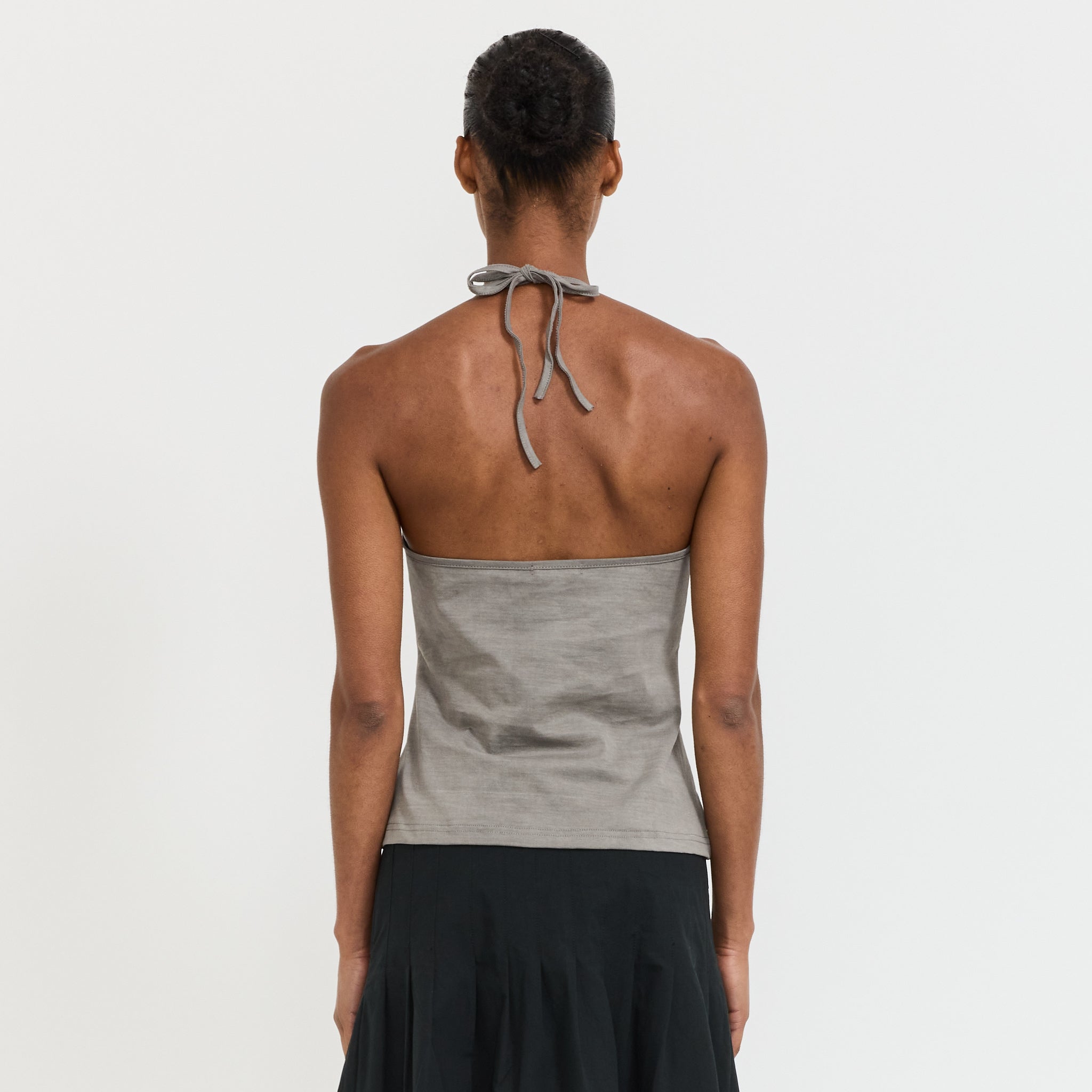 Bio Dyed Halter Neck Tank Washed Grey