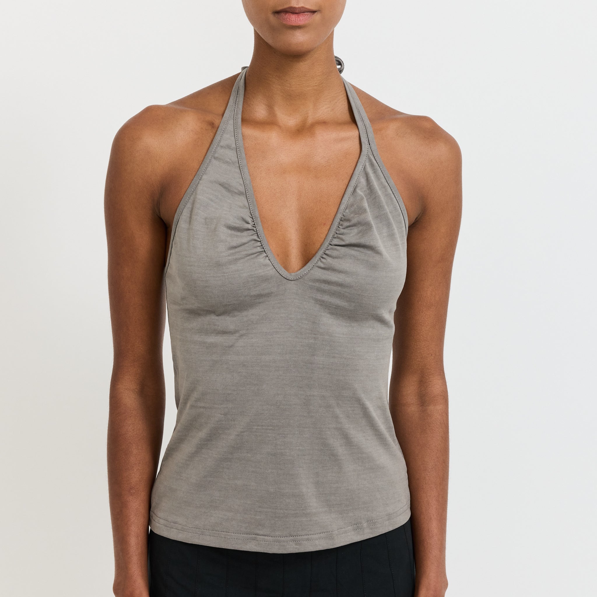 Bio Dyed Halter Neck Tank Washed Grey
