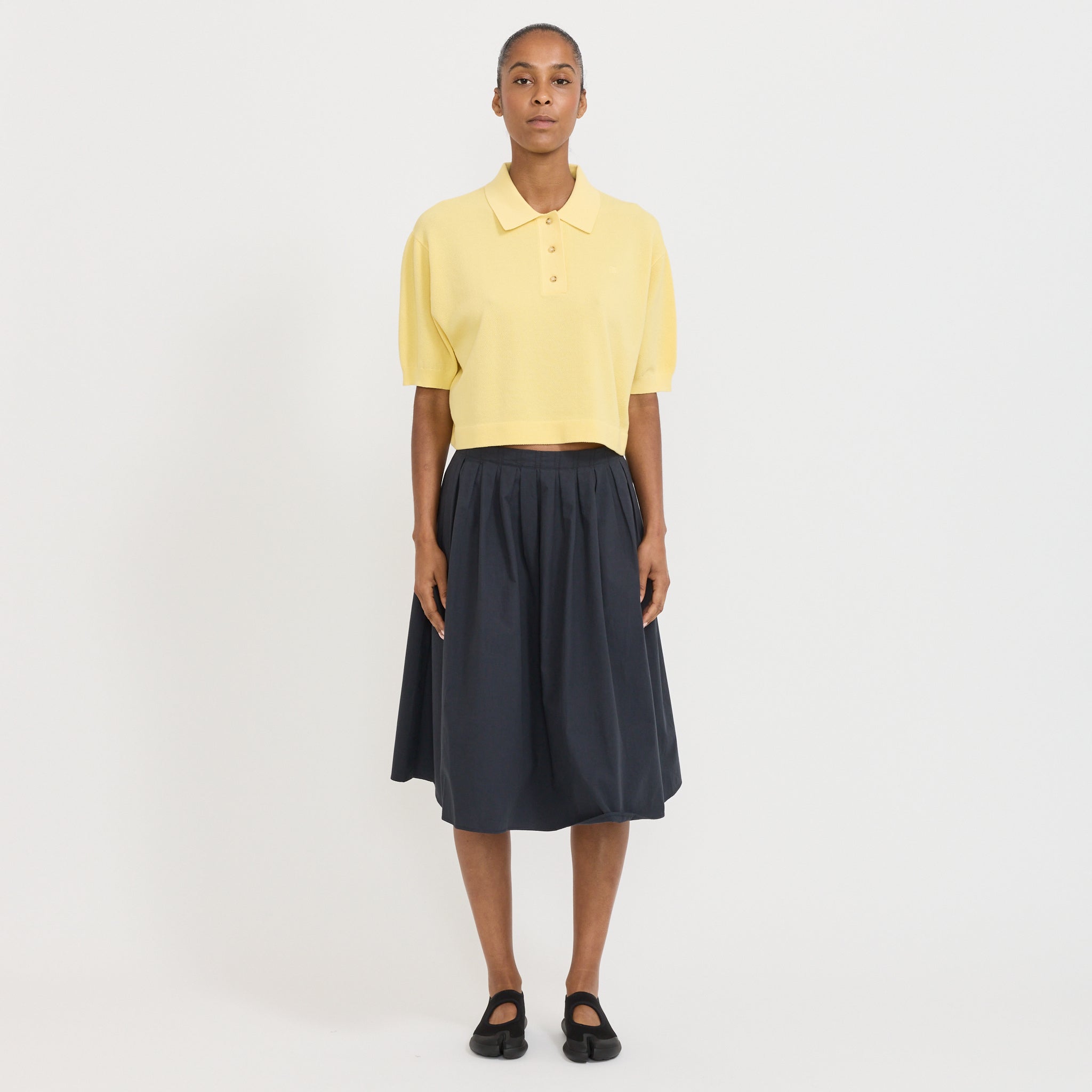 Boxy Pique Polo Knit Pale Yellow
